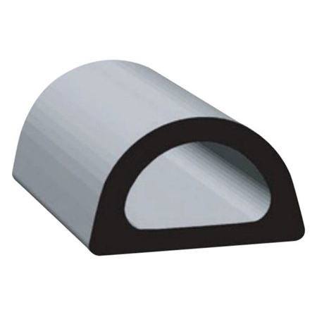 Clean Seal 109H2-50 0.610'' x 0.360'' Non-Ribbed D Seal With Tape - Black