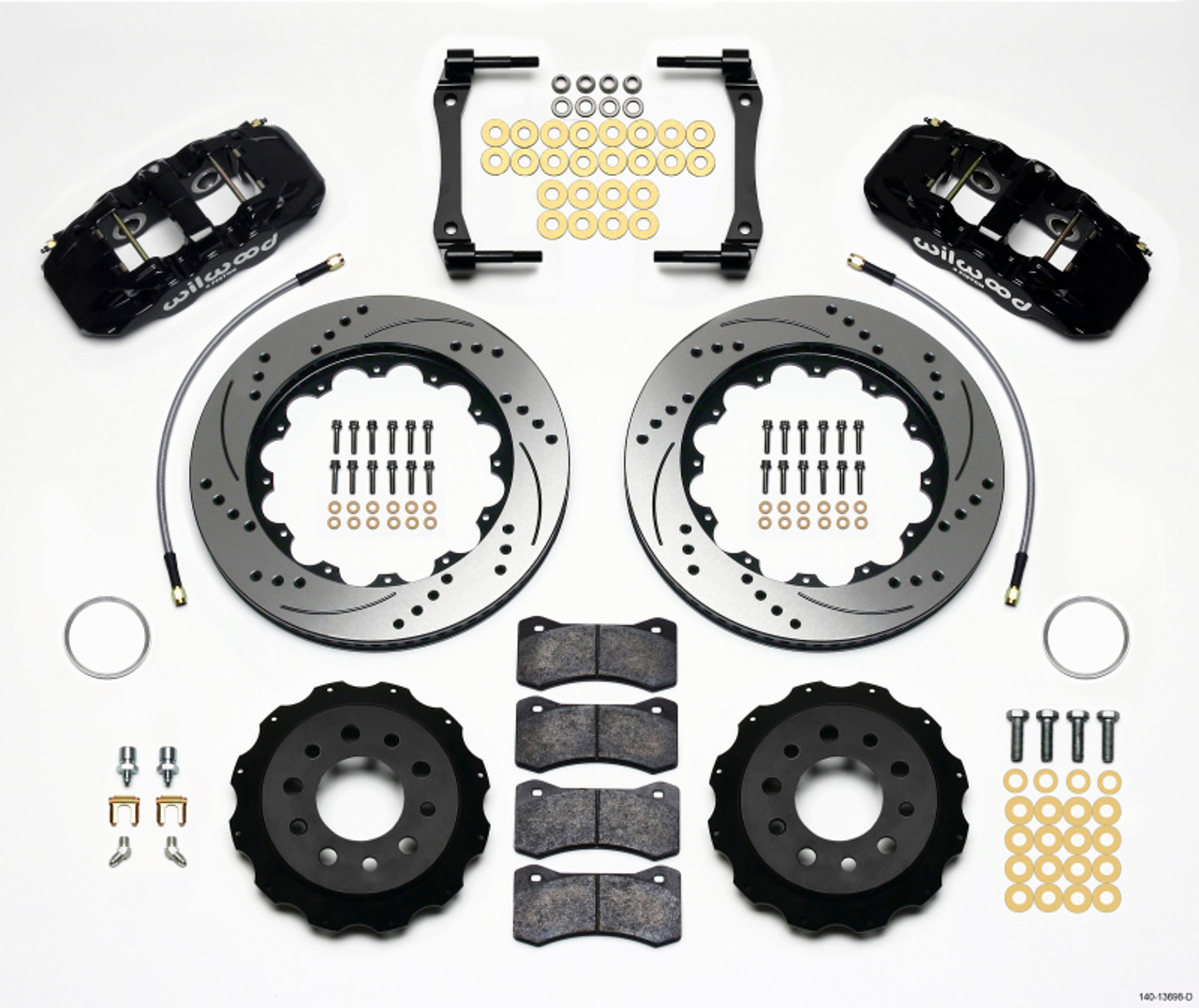 Wilwood AERO4 Rear 14.25" Big Brake Kit w/ Drilled & Slotted Rotors & 4 Piston Black Calipers :: 2014-2019 Corvette