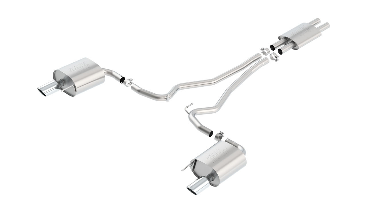 Borla 2.25" ATAK Cat-Back Exhaust System w/ 4" Dual Polished Tips  ::  2015-2017 Ford Mustang V6