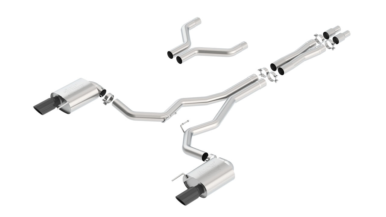 Borla 3" ATAK Cat-Back Exhaust System w/ 4" Dual Black Chrome Tips  ::  2015-2017 Ford Mustang GT
