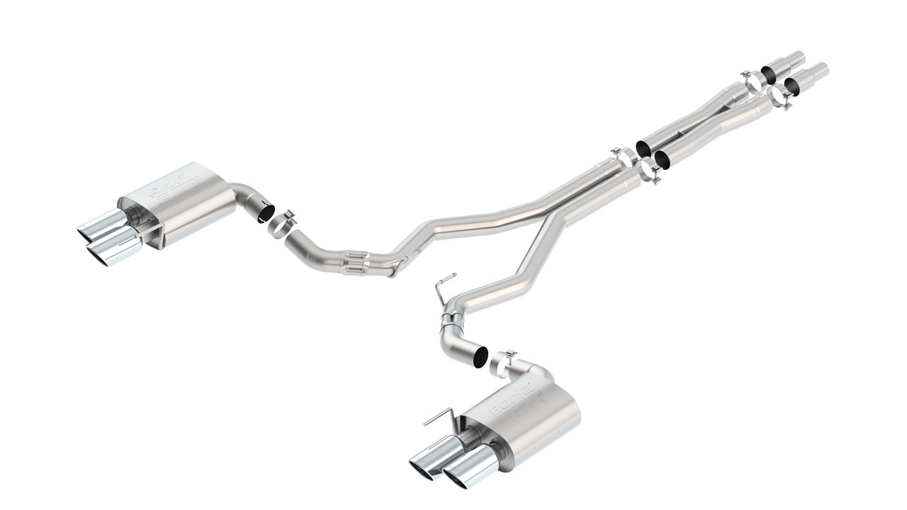 Borla 3" ATAK Cat-Back Exhaust System w/ 4" Quad Polished Tips  ::  2018-2023 Ford Mustang GT  w/ Non-Active Exhaust