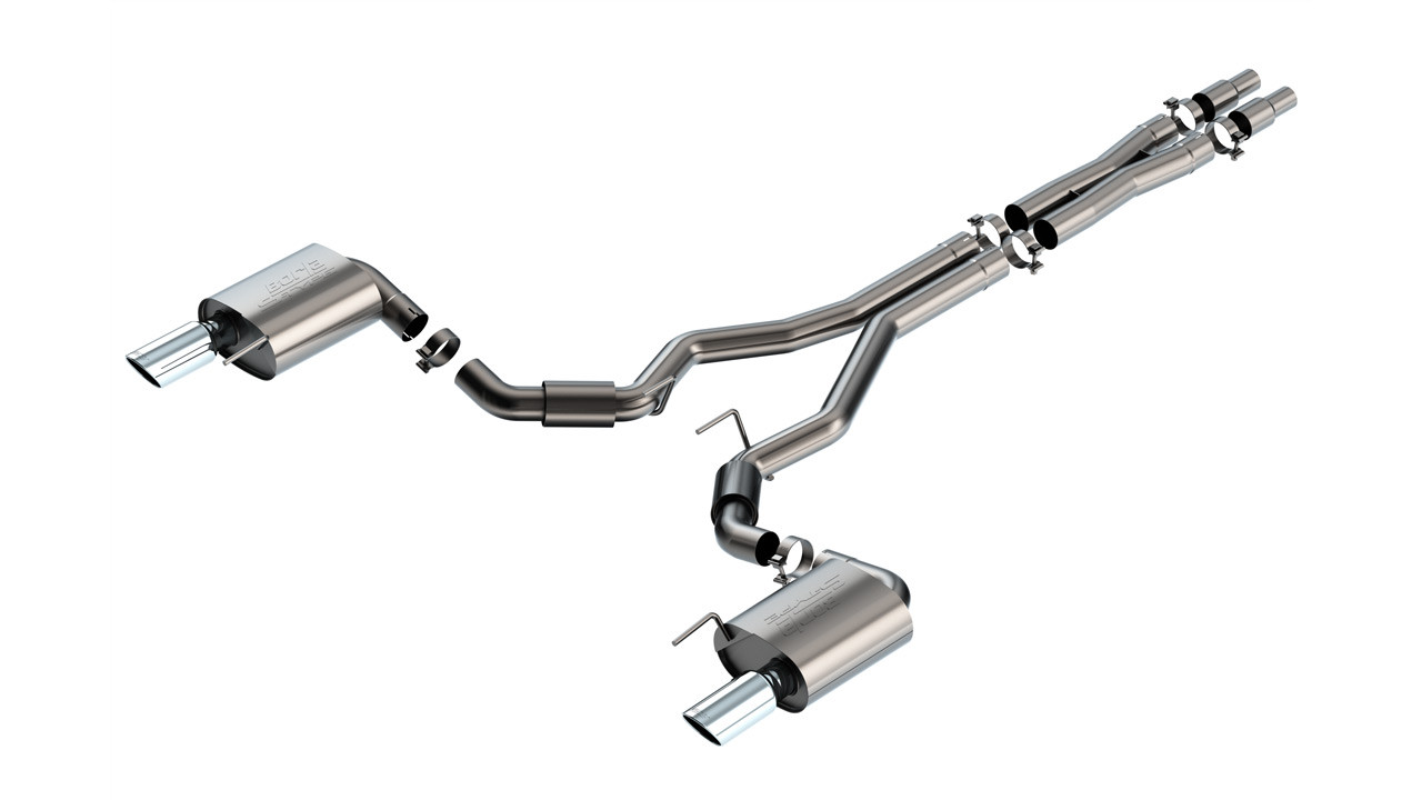 Borla 3" S-Type Cat-Back Exhaust System w/ 4" Dual Polished Tips  ::  2024-2025 Ford Mustang GT  w/ Non-Active Exhaust