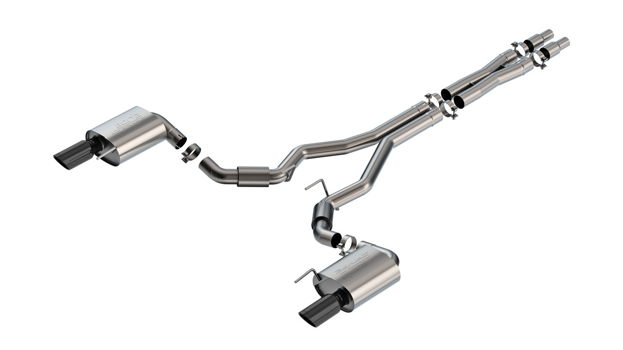 Borla 3" S-Type Cat-Back Exhaust System w/ 4" Dual Black Chrome Tips  ::  2024-2025 Ford Mustang GT  w/ Non-Active Exhaust
