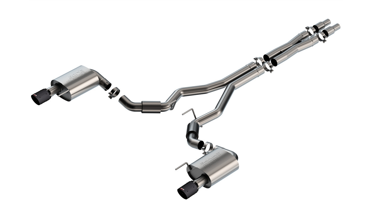 Borla 3" S-Type Cat-Back Exhaust System w/ 4" Dual Carbon Fiber Tips  ::  2024-2025 Ford Mustang GT  w/ Non-Active Exhaust