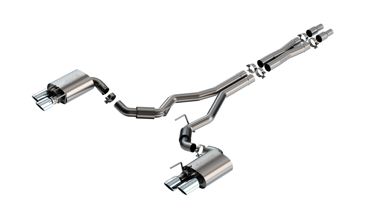 Borla 3" S-Type Cat-Back Exhaust System w/ 4" Quad Polished Tips  ::  2024-2025 Ford Mustang GT  w/ Active Exhaust