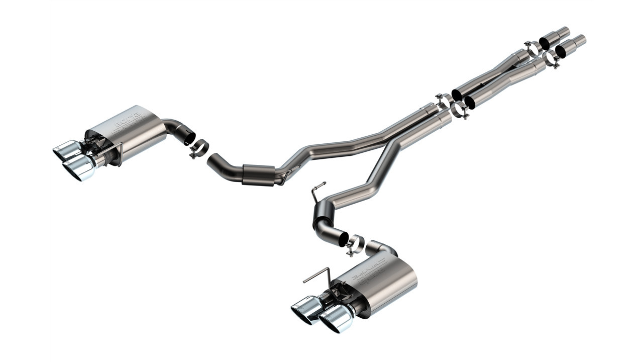 Borla 3" S-Type Cat-Back Exhaust System w/ 5" Quad Polished Tips  ::  2024-2025 Ford Mustang Dark Horse  w/ Active Exhaust