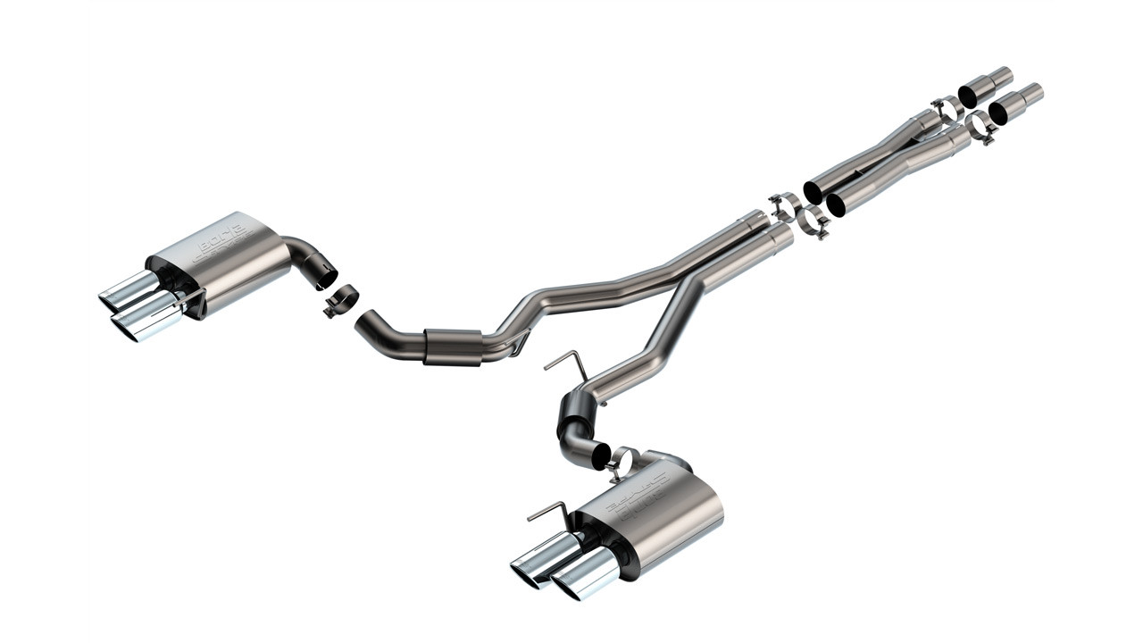 Borla 3" S-Type Cat-Back Exhaust System w/ 4" Quad Polished Tips  ::  2024-2025 Ford Mustang GT  w/ Non-Active Exhaust