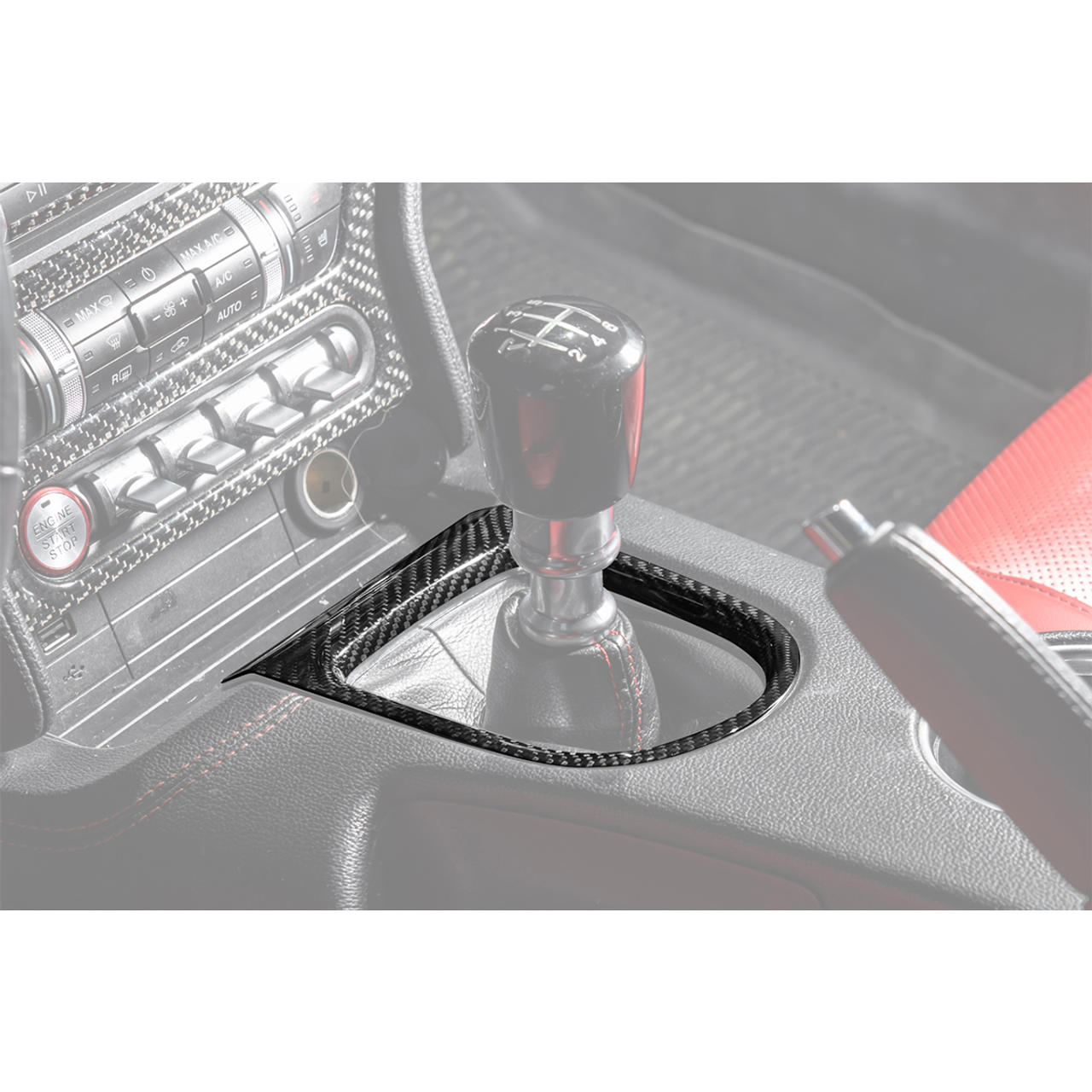 EOS Gear Shift Panel Cover, Carbon Fiber :: 2015-2023 Manual Ford Mustang