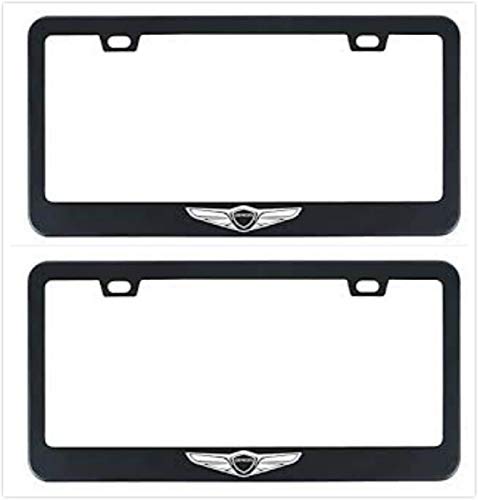 Auggies Black Genesis Sport Coupe 4 Door Black Stainless Steel License Plate Frame Cover Holder Rust Free With Caps And Screws (
