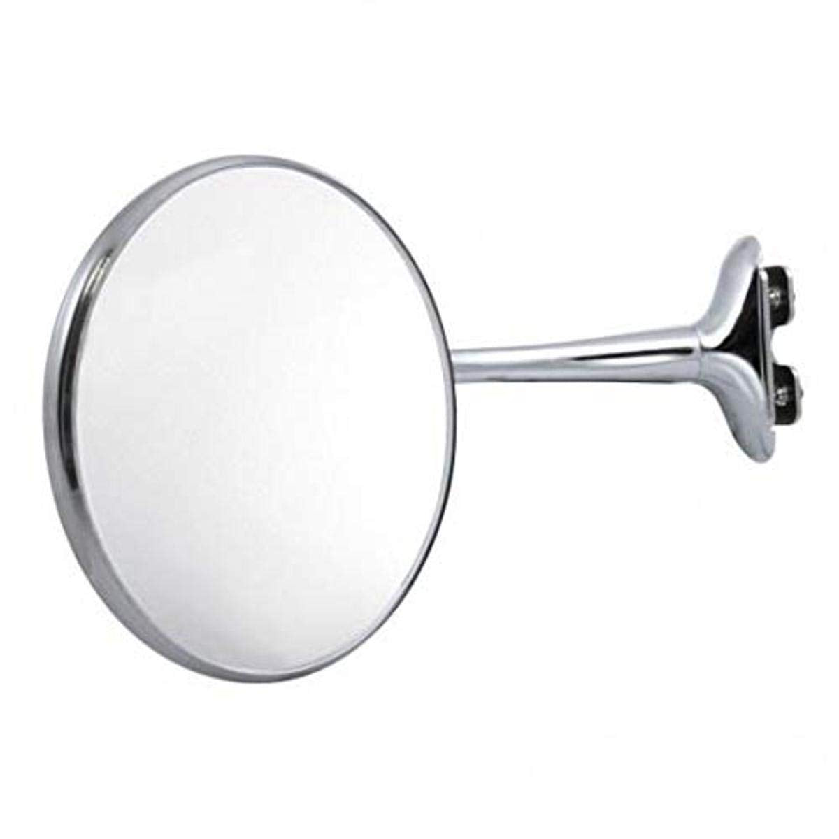 United Pacific C5007 Polished Stainless Steel 4-Inch Round Classic Style Door Edge Mirror, Adjustable Bracket - One Mirror