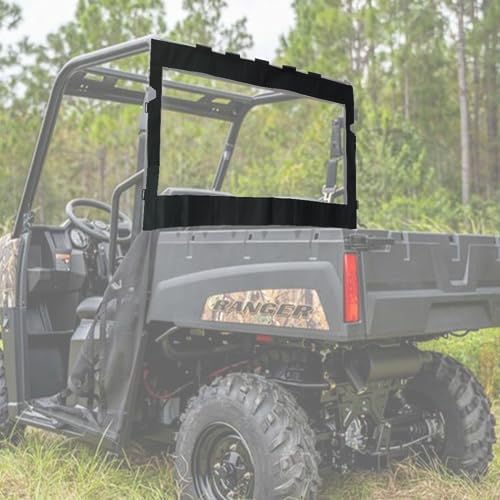 Qymoto Soft Rear Window , Rear Windshield, Dust Panel For Polaris Midsize Ranger 570 / Crew / Etx / Ev Pro-Fit Roll Cage Back Wi