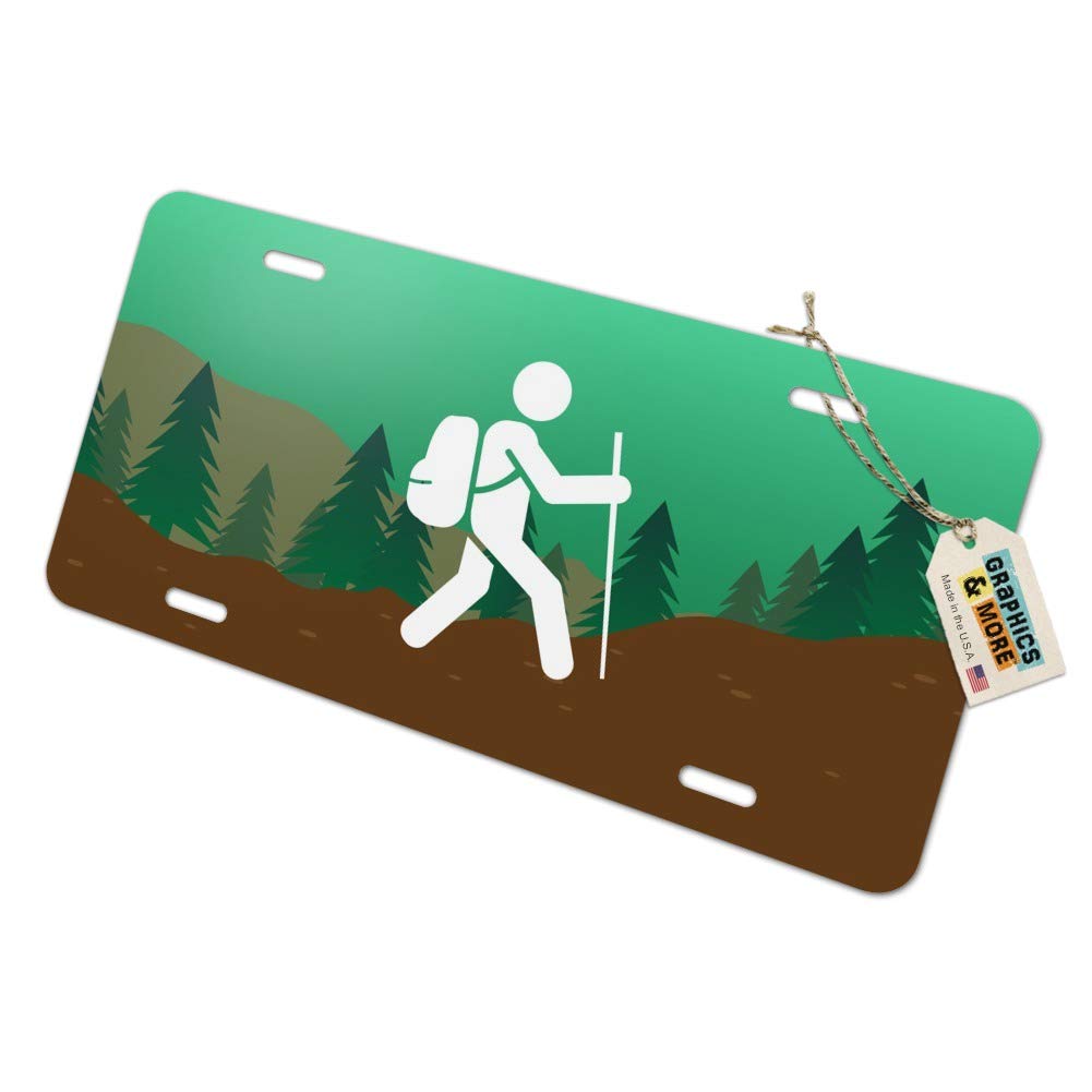 Graphics & More Hiker Hiking Symbol Mountain Nature Novelty Metal Vanity Tag License Plate