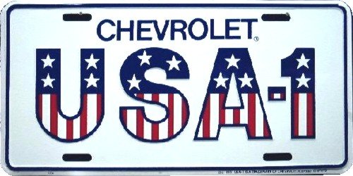 Hangtime 104 Chevrolet Usa-1 Embossed Metal Auto Tag 6 X 12