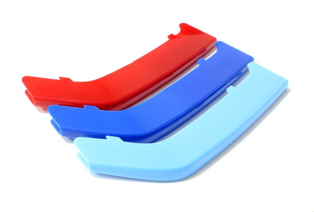 Xotic Tech M-Colored Tri Grille Insert Trims Strips, Front Center Kidney Grilles Compatible With Bmw 3 Series F30 F31 320I 328I