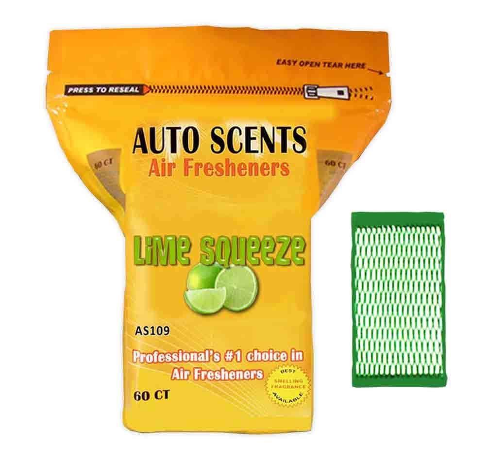 Auto Scents Professional Air Freshener Pads - Remove The Worst Smells With These Heavy Duty Pads (60 Pads Per Pack) (Lime Sqeeze