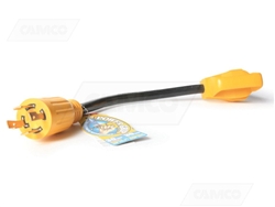 Camco 55382 30 Amp Locking 4-Prong Male / 30 Amp Standard Female Power Grip Generator Adapter - 12''