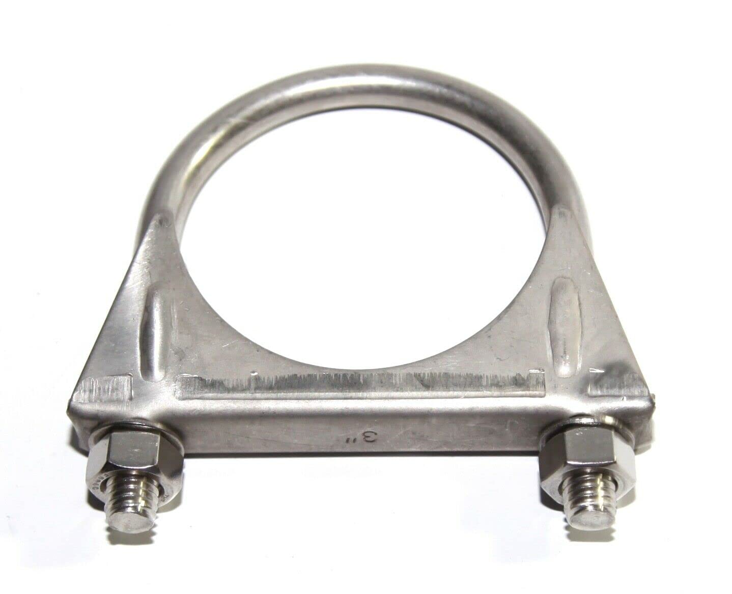 3 Inch Stainless Steel Heavy Duty U-Bolt Exhaust Muffer Clamp (76Mm), Saddle Design With Reinforced Ribs