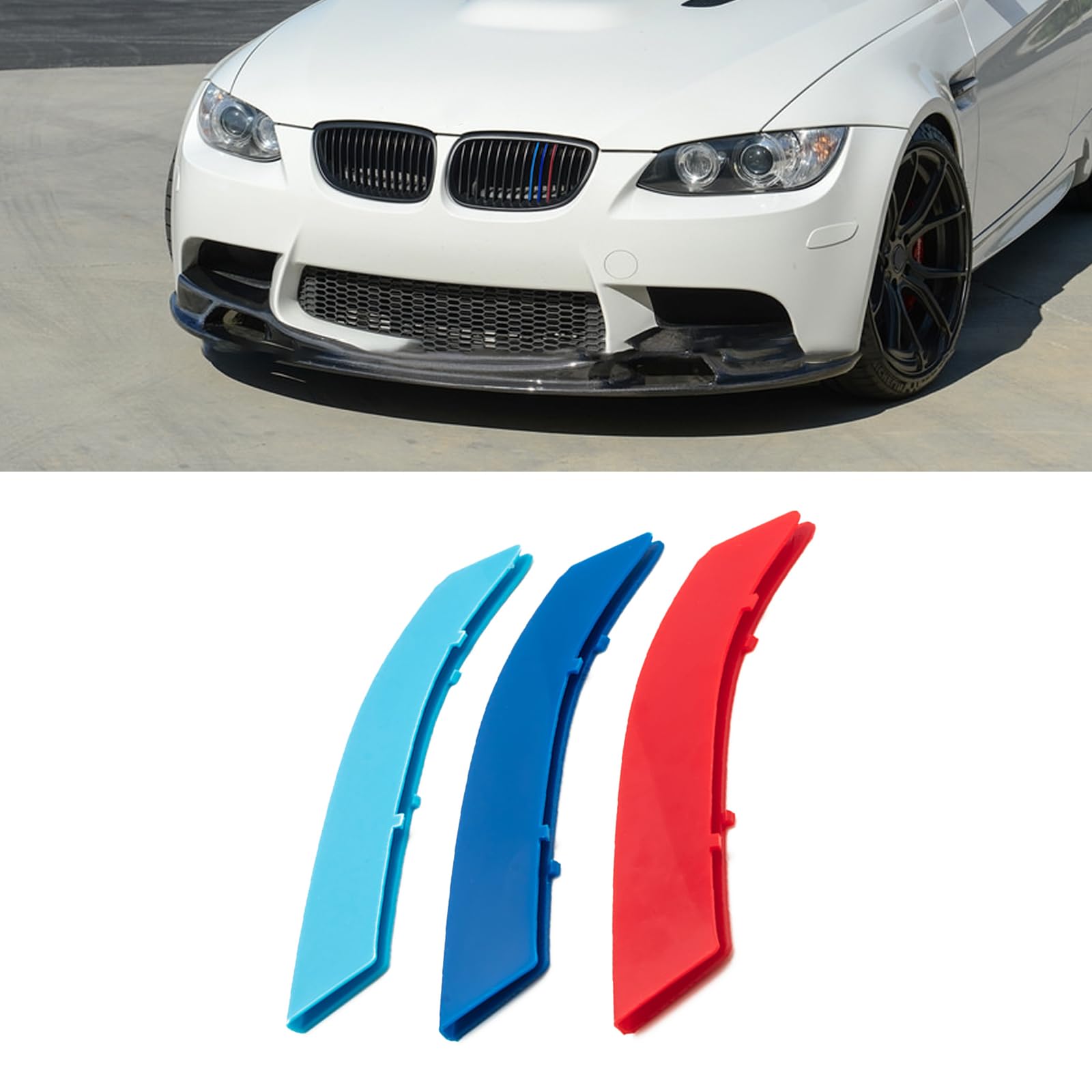 Xotic Tech 3Pcs Exact Fit M-Colored Sporty Grille Kidney Insert Trims Compatible With 2007-2010 Bmw 3 Series E92 E93 Pre-Lci 325