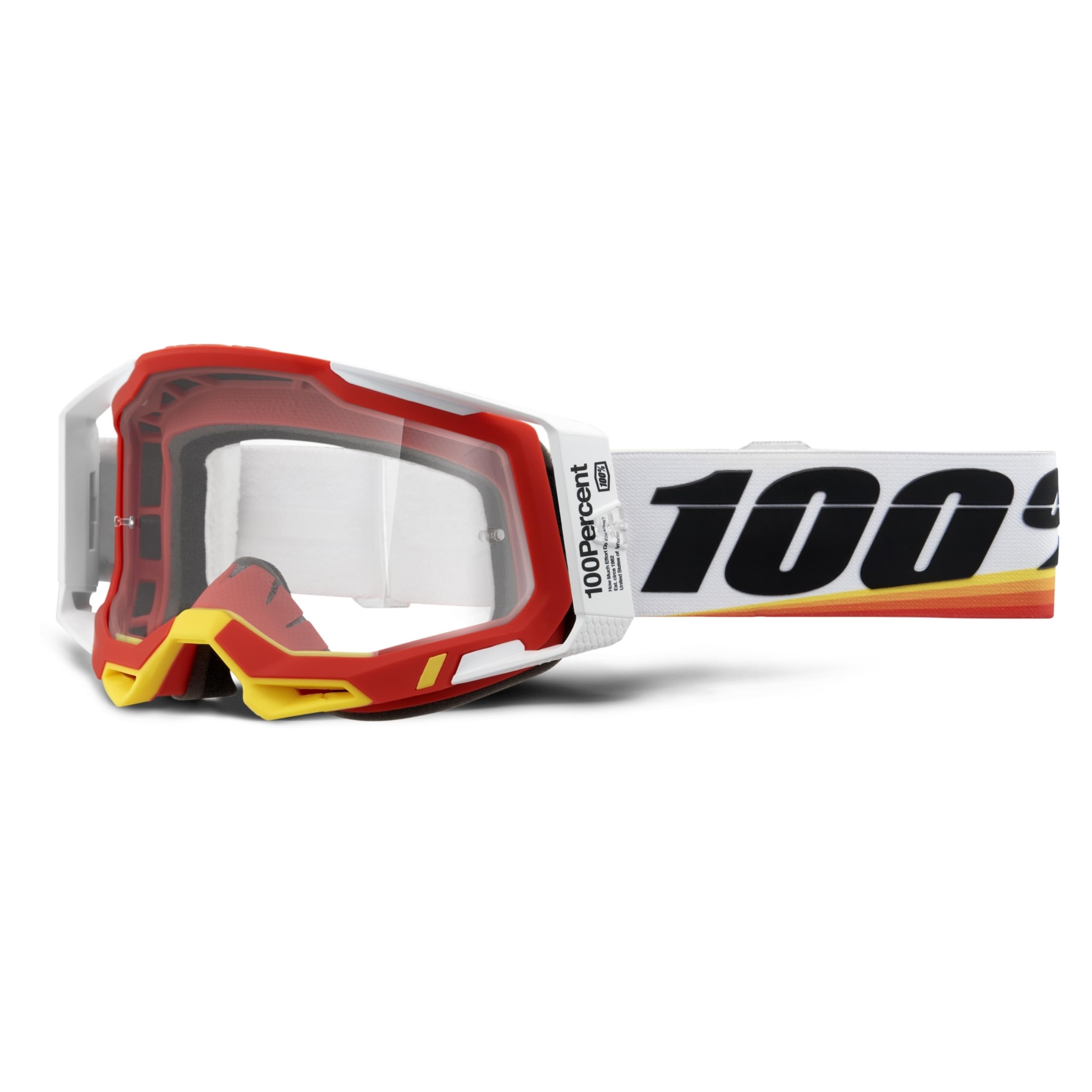 100% Racecraft 2 Mountain Bike & Motocross Goggles - Mx And Mtb Racing Protective Eyewear (Arsham Red - Clear Lens)