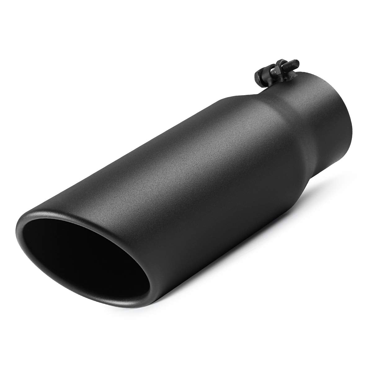 A-Karck Exhaust Tip 3 Inch Inlet, 3'' Inlet 4'' Outlet 12'' Long Black Coated Finish Muffler Tip For Truck Tailpipe, Stainless S