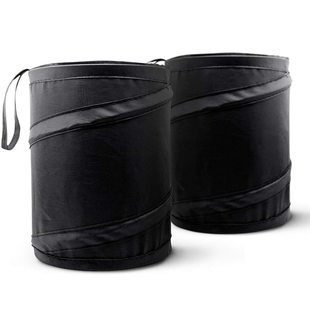 Mavoro Car Trash Can, Portable Garbage Bin, Collapsible Pop-Up Water Proof Bag, Waste Basket Bin, Rubbish Bin (2 Pack, Black)