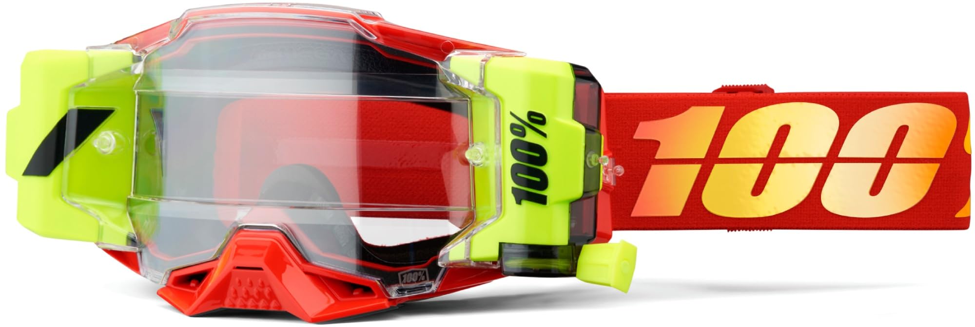 100% Armega Forecast Snow Goggles Red/Yellow W/Clear Lens