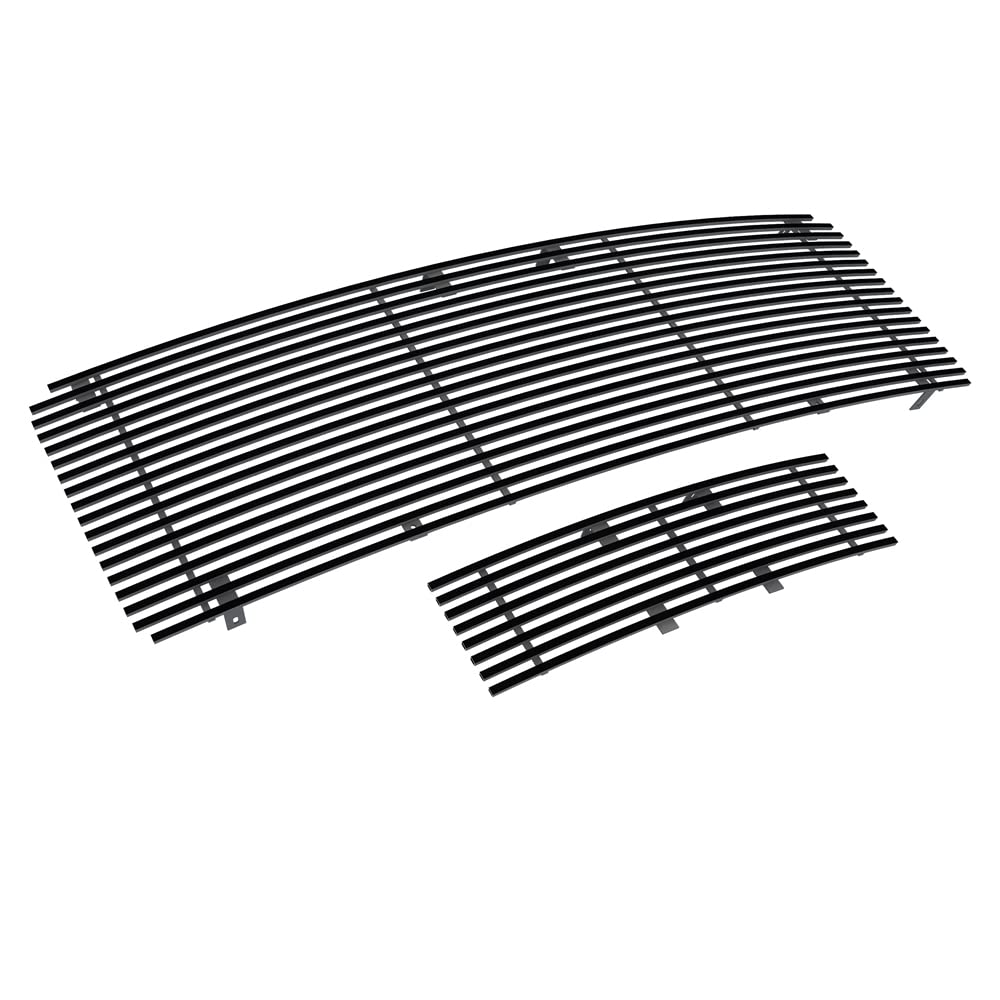 Aps Compatible With Ford F-150 2009-2014 Stainless Steel Black 8X6 Horizontal Billet Grille Insert Combo F86614J
