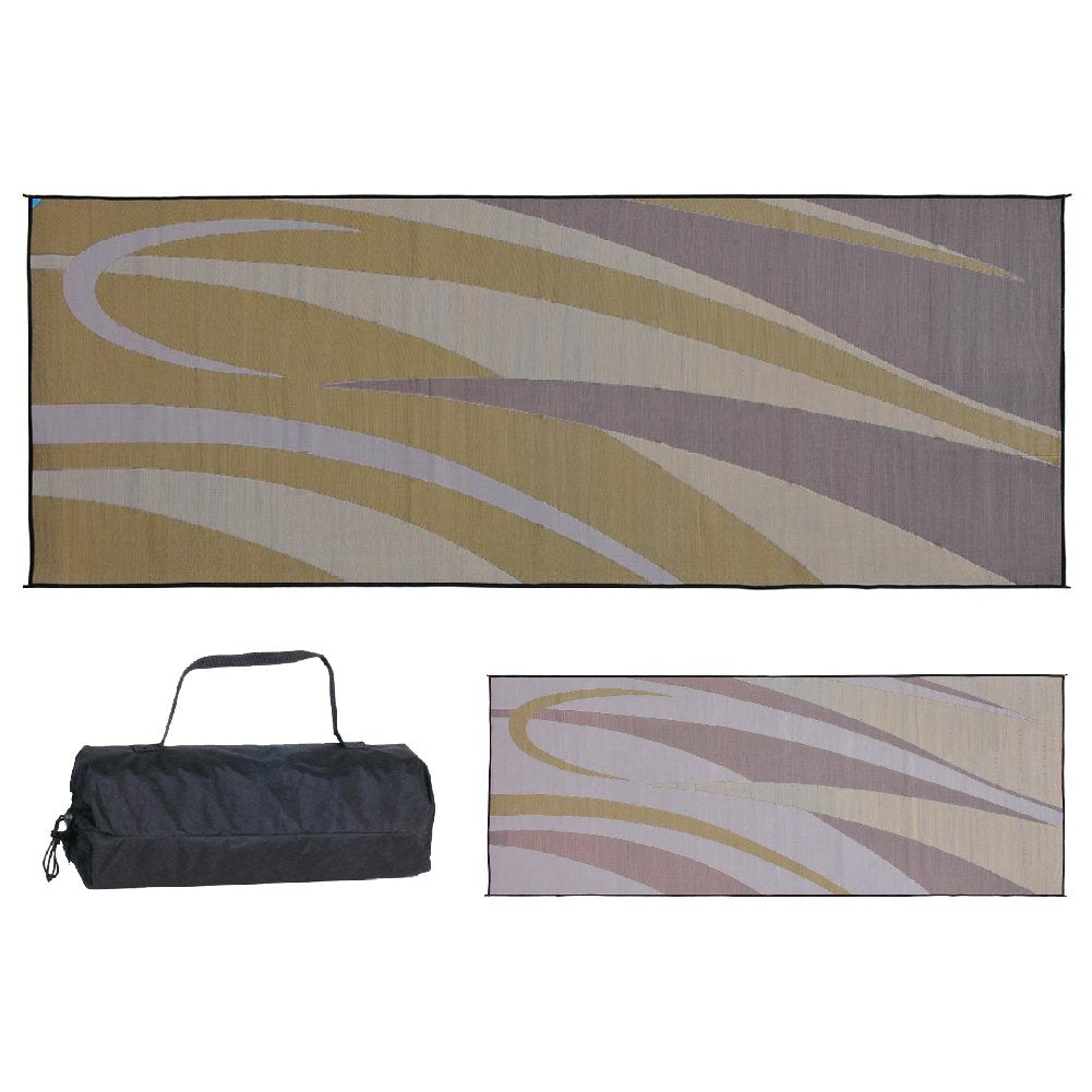 Stylish Camping Ming'S Mark Gc7 Stylish Camping Reversible Graphic Patio Mat - 8' X 20', Brown/Gold