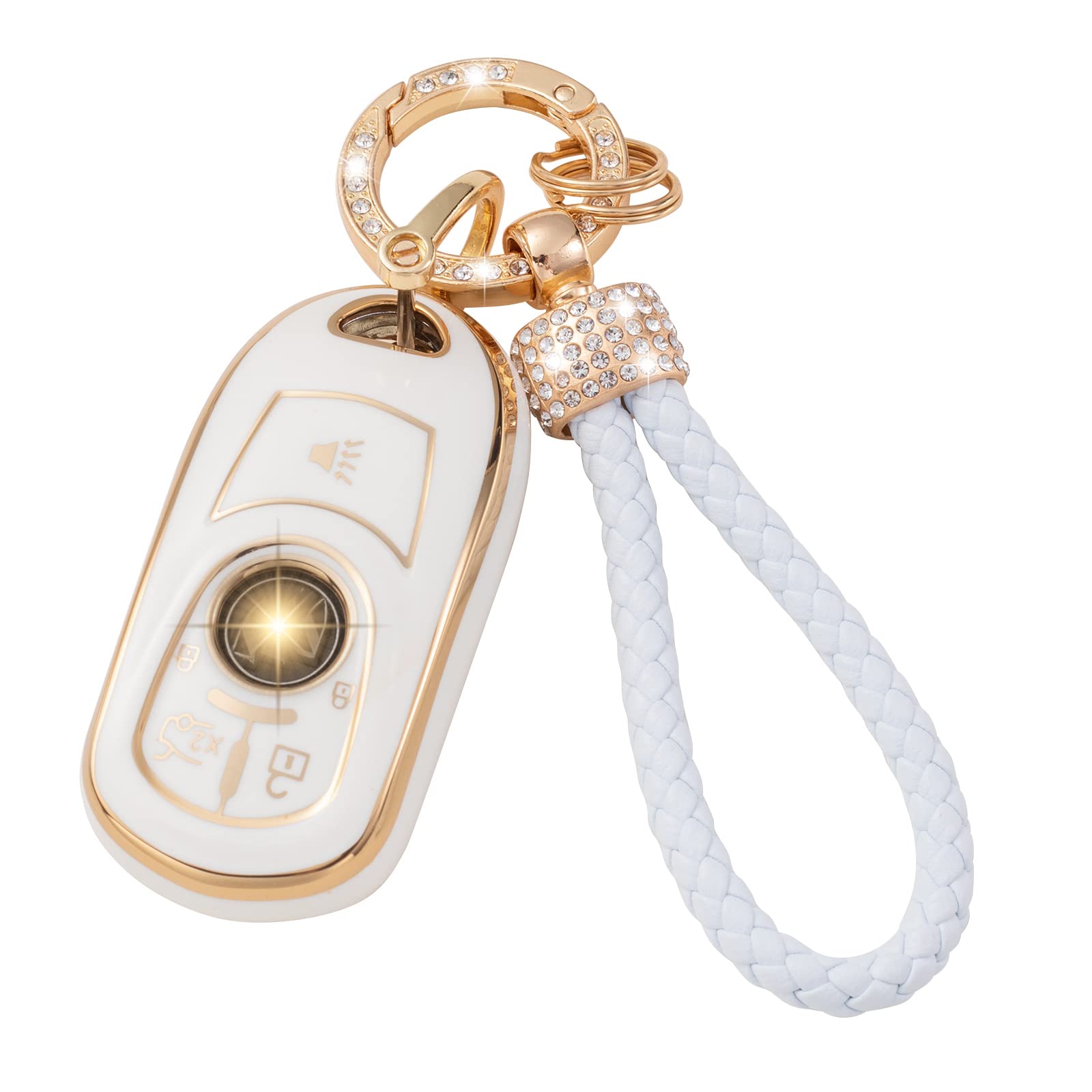 Gematay For Buick Key Fob Cover With Keychain Lanyard, Soft Tpu Key Case Shell Compatible With Buick Encore Enclave Lacrosse Env