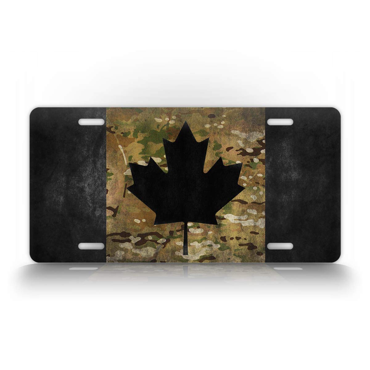 Signsandtagsonline Canada Flag Camo License Plate Maple Leaf Black & Camo Canadian Auto Tag