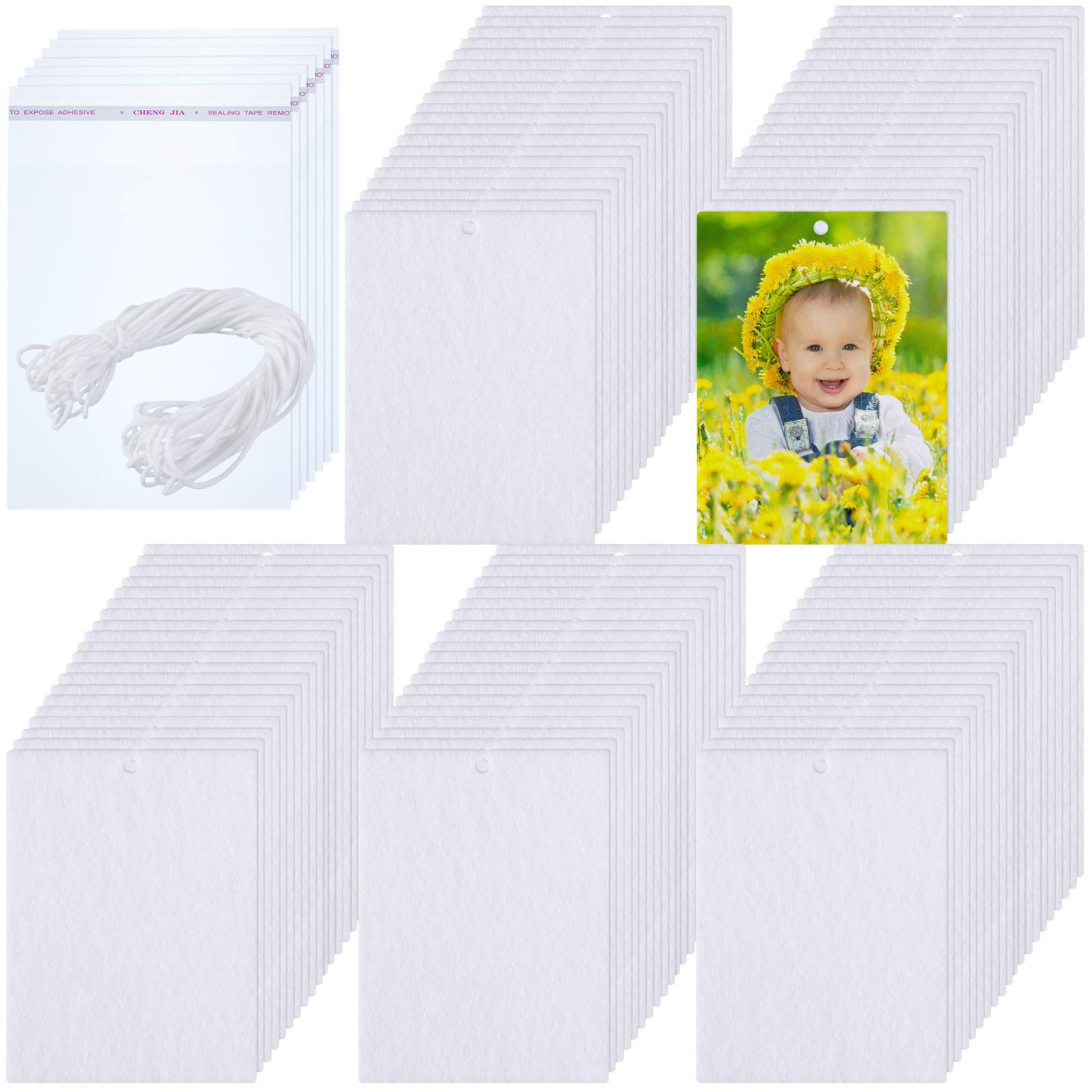 100 Pieces Sublimation Air Freshener Sheets Car Scented Hanging Sheets Felt Air Freshener Rectangle Fragrant Sheets With 100 Pie