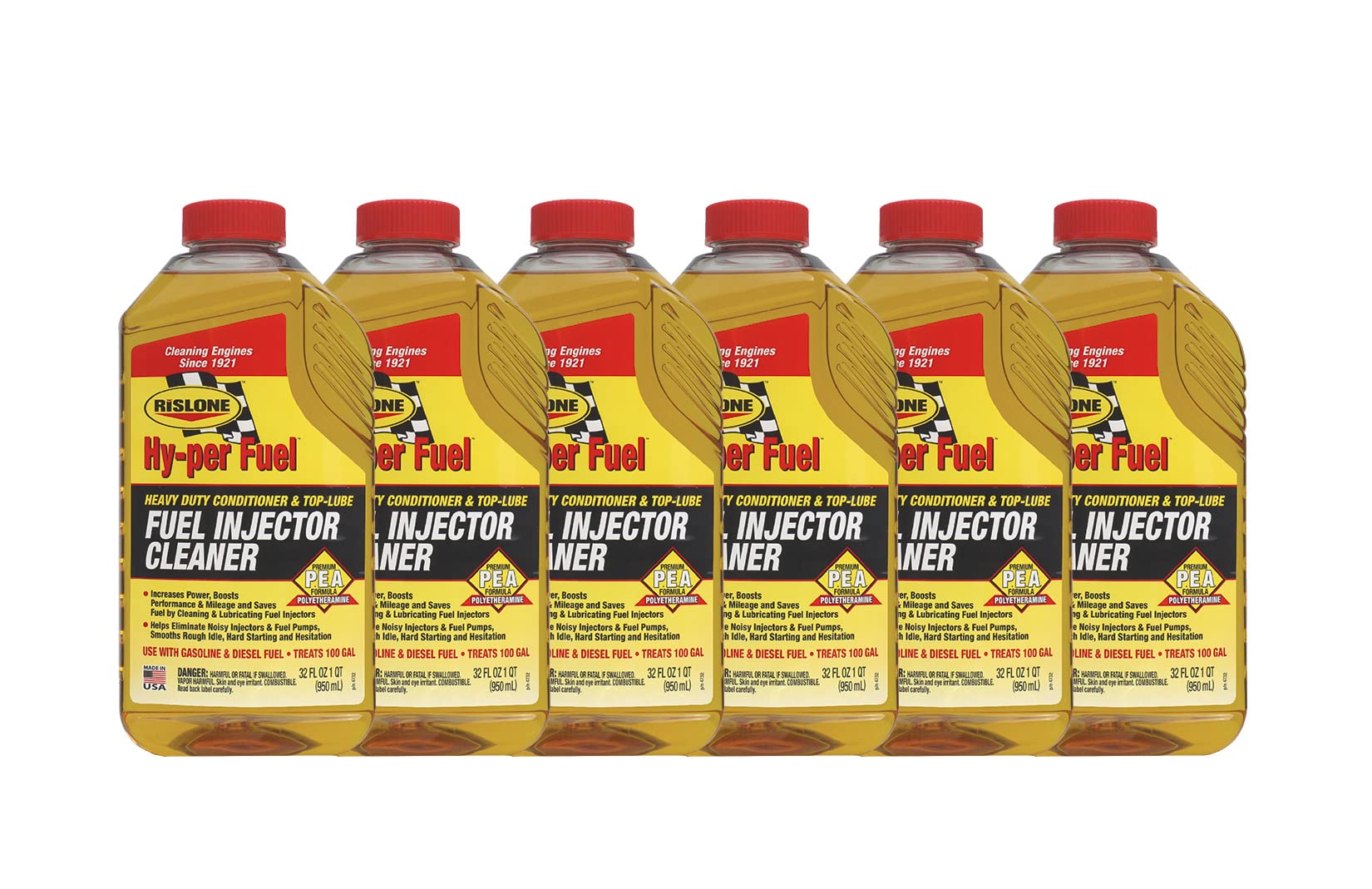 Rislone 4732-6Pk Fuel Injector Cleaner With Upper Cylinder Lubricant - 32 Oz., (Pack Of 6)