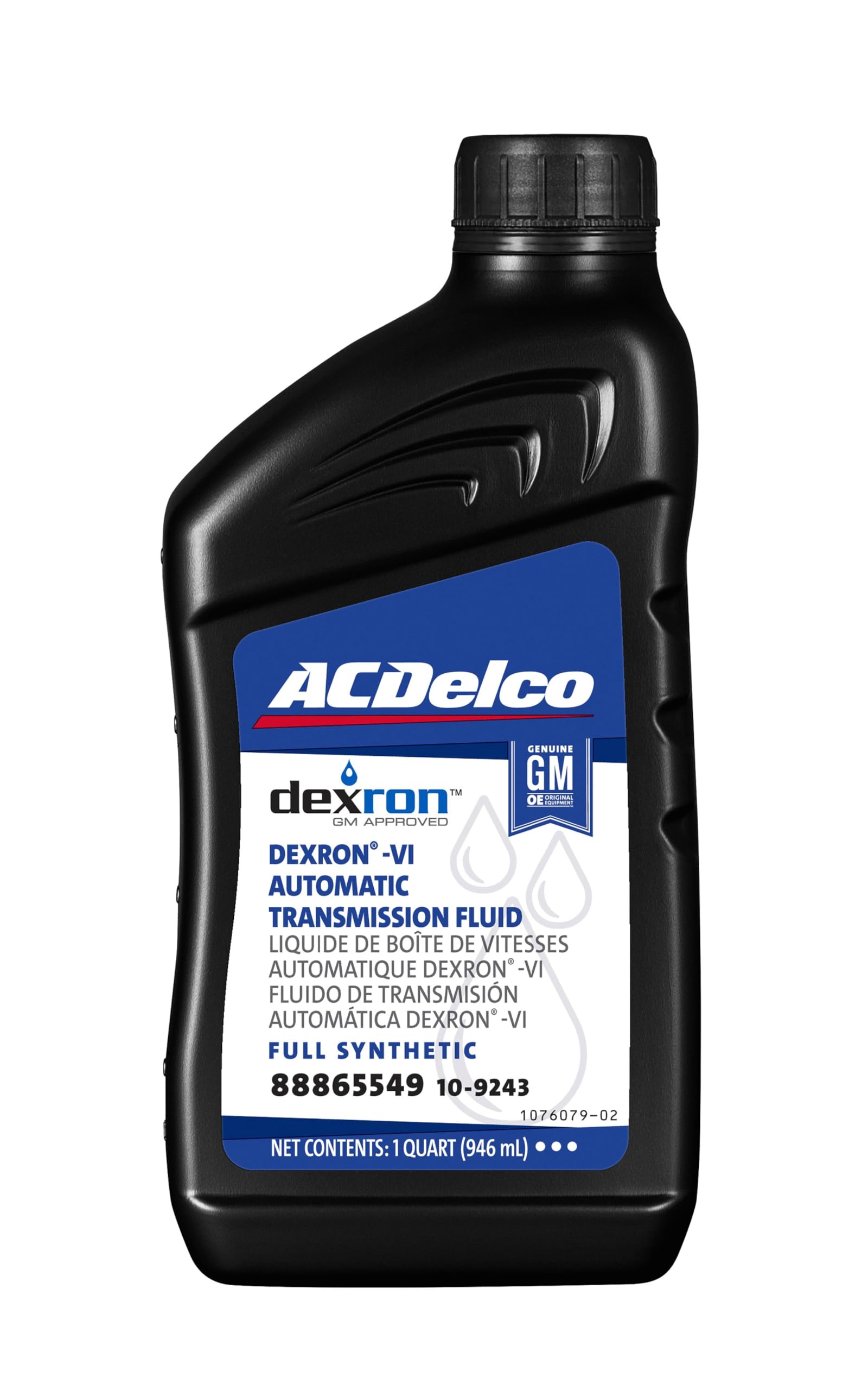 Acdelco Gm Original Equipment 10-9243 (88865549) Dexron Vi Full Synthetic Automatic Transmission Fluid - 1 Qt (Pack Of 1)