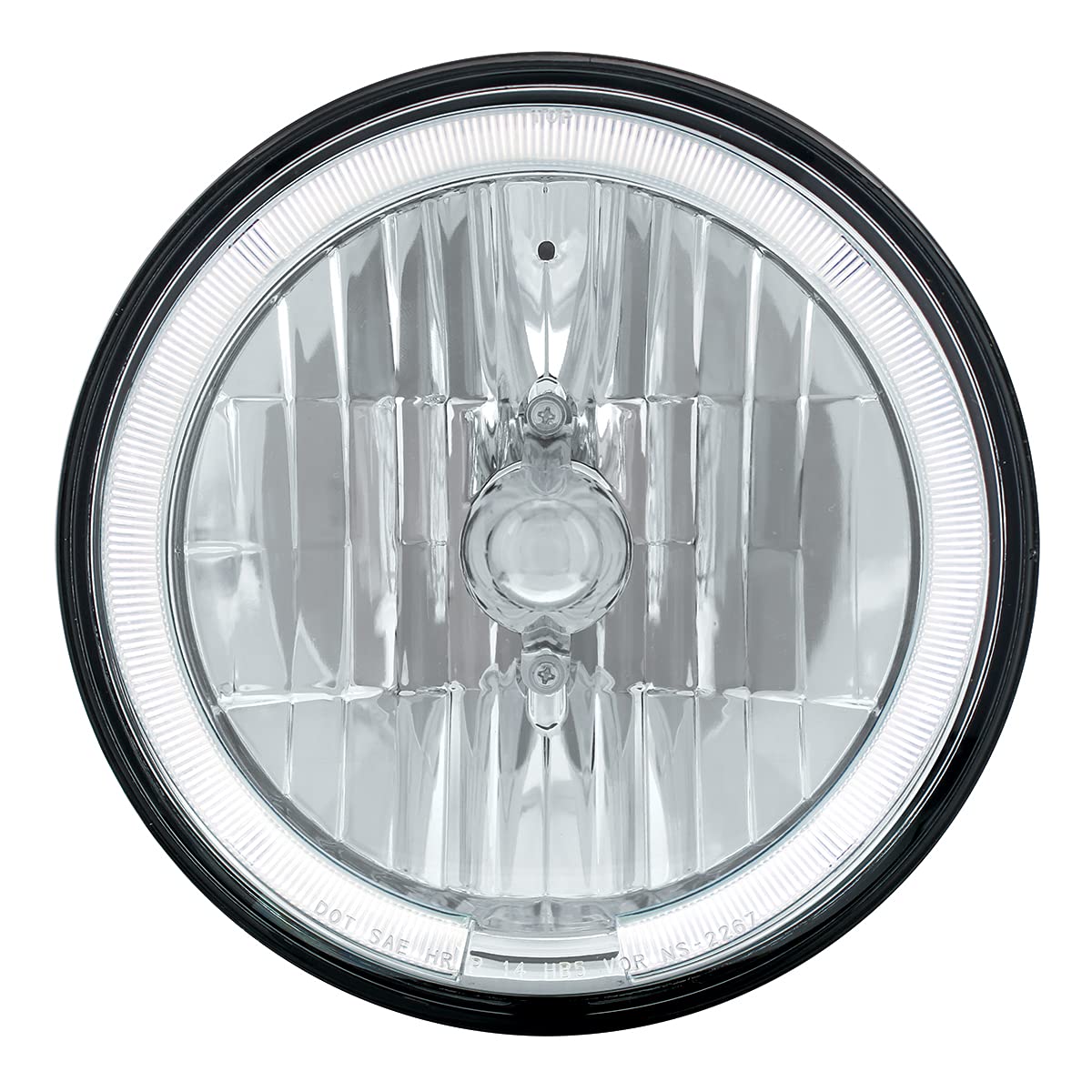 United Pacific 31285 7'' Crystal Headlight With White Led Halo Ring