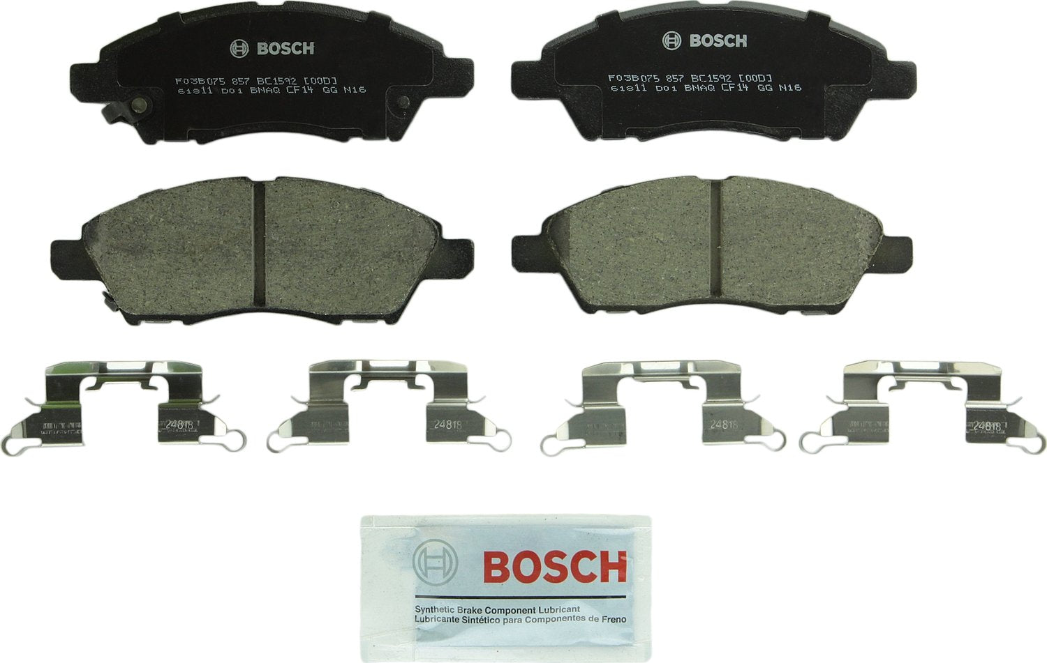 Bosch Bc1592 Quietcast Premium Ceramic Disc Brake Pad Set - Compatible With Select Nissan Micra, Tiida, Versa, Versa Note; Front