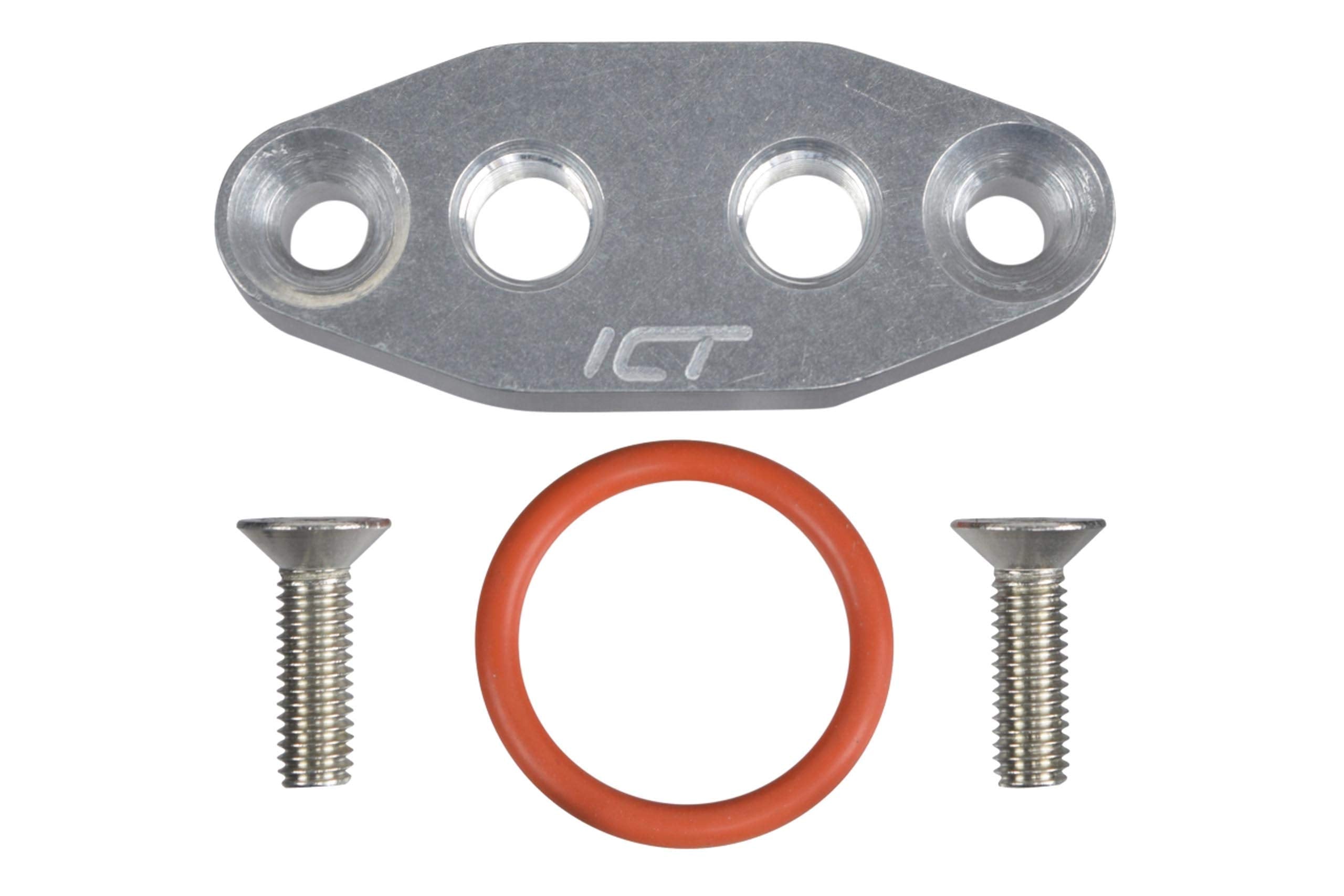 Ict Billet Ls Twin Turbo Dual 1/8'' Npt Oil Feed Line Adapter Plate Ls1 Lsx Kit Port Ls3 Billet Plate Supply Pressure Sensor Cov