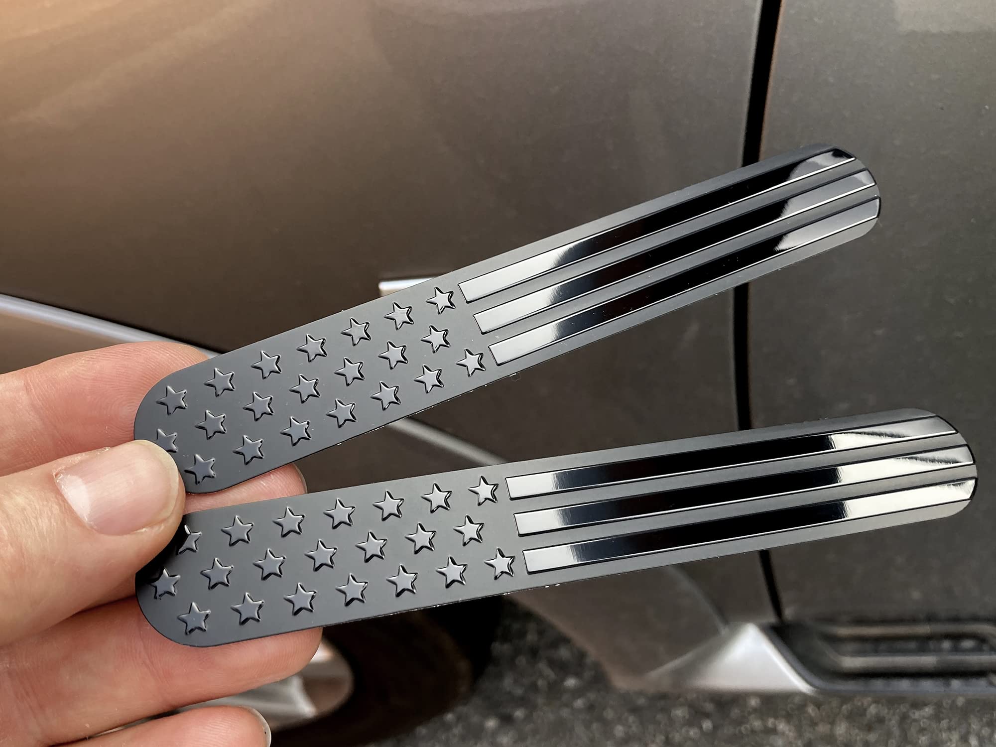 Everhitch Usa American Metal Flag Auto Fender Emblem For Cars Trucks 2-Pack (6''X1'', Black)