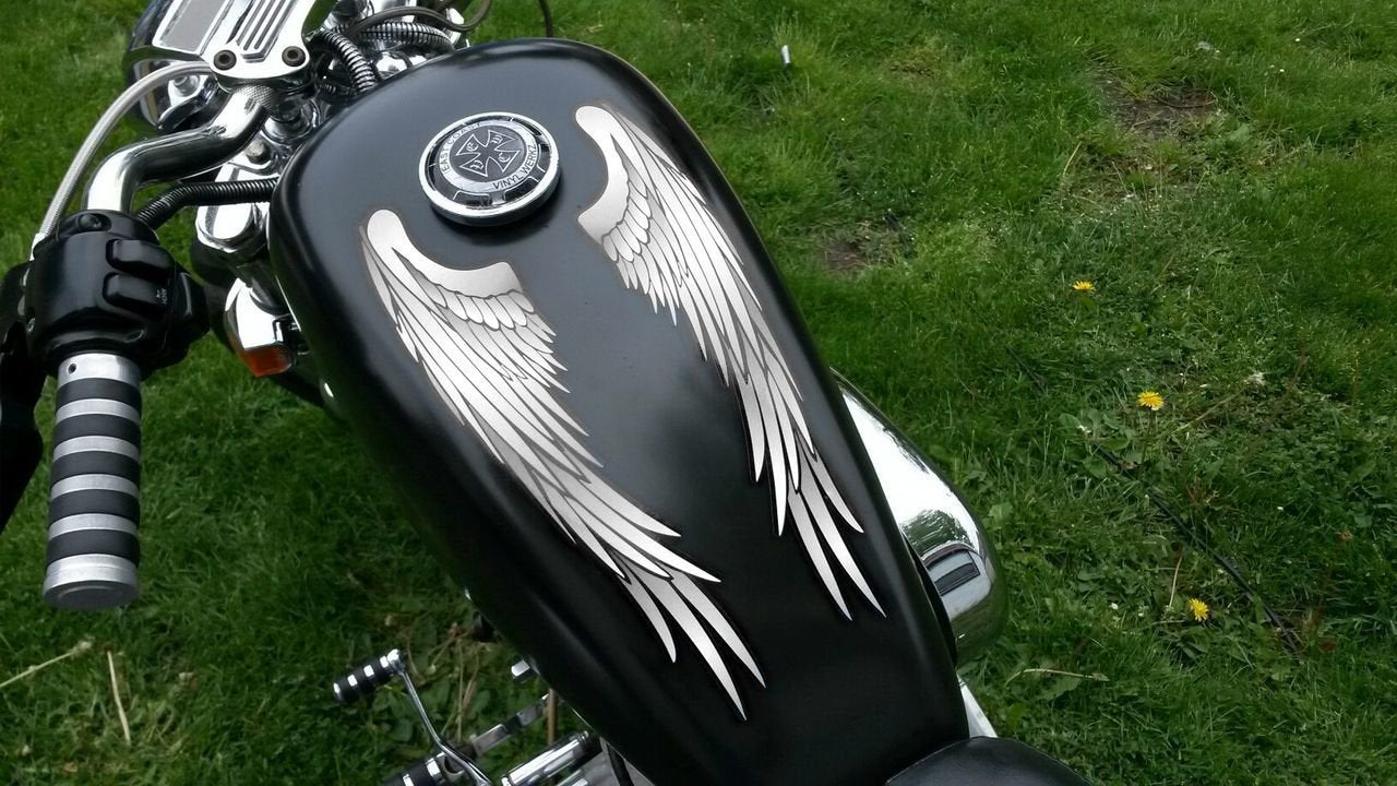 Wing Decals Stickers (Silver) For Harley Davidson Honda Shadow & All Motorcycles Helmets