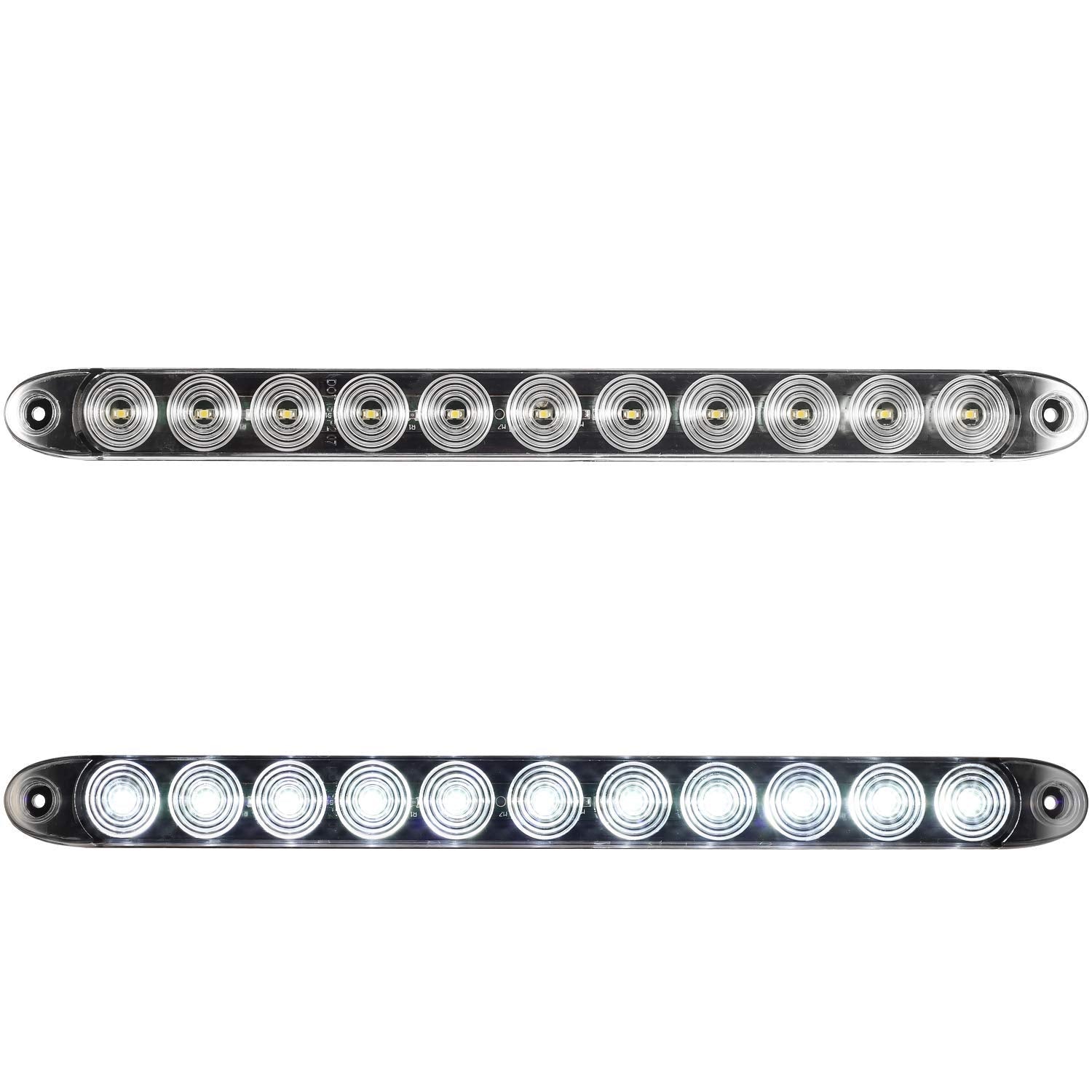 Partsam 2Pcs 15'' Inch White Led Trailer Reverse Backup Light Bars Clear Lens, Sealed 11 Led Flange Mount Trailer Truck 15'' Inc