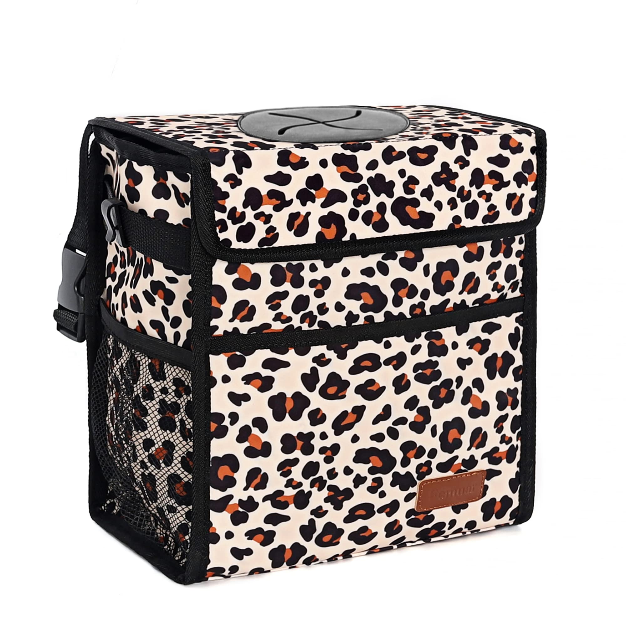 Femuar Car Trash Can Leak Proof Car Trash Bag Large Capacity Waterproof Car Garbage Can With Lid For Suv Large/Leopard Print