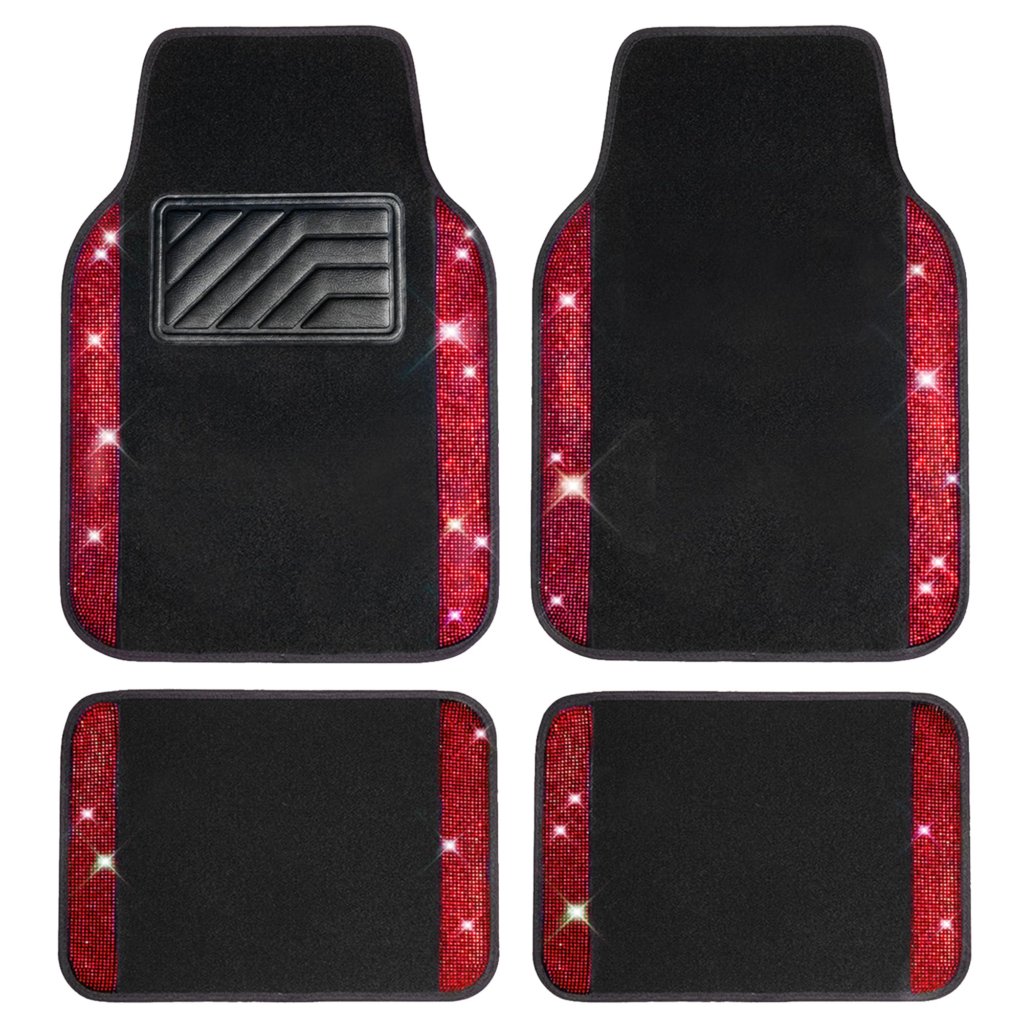 Car Pass Shining Rhinestones Carpet, Bling Crystal Diamond Sparkly Glitter Car Floor Mat, Anti-Slip Pvc Heel Pad Waterproof Auto