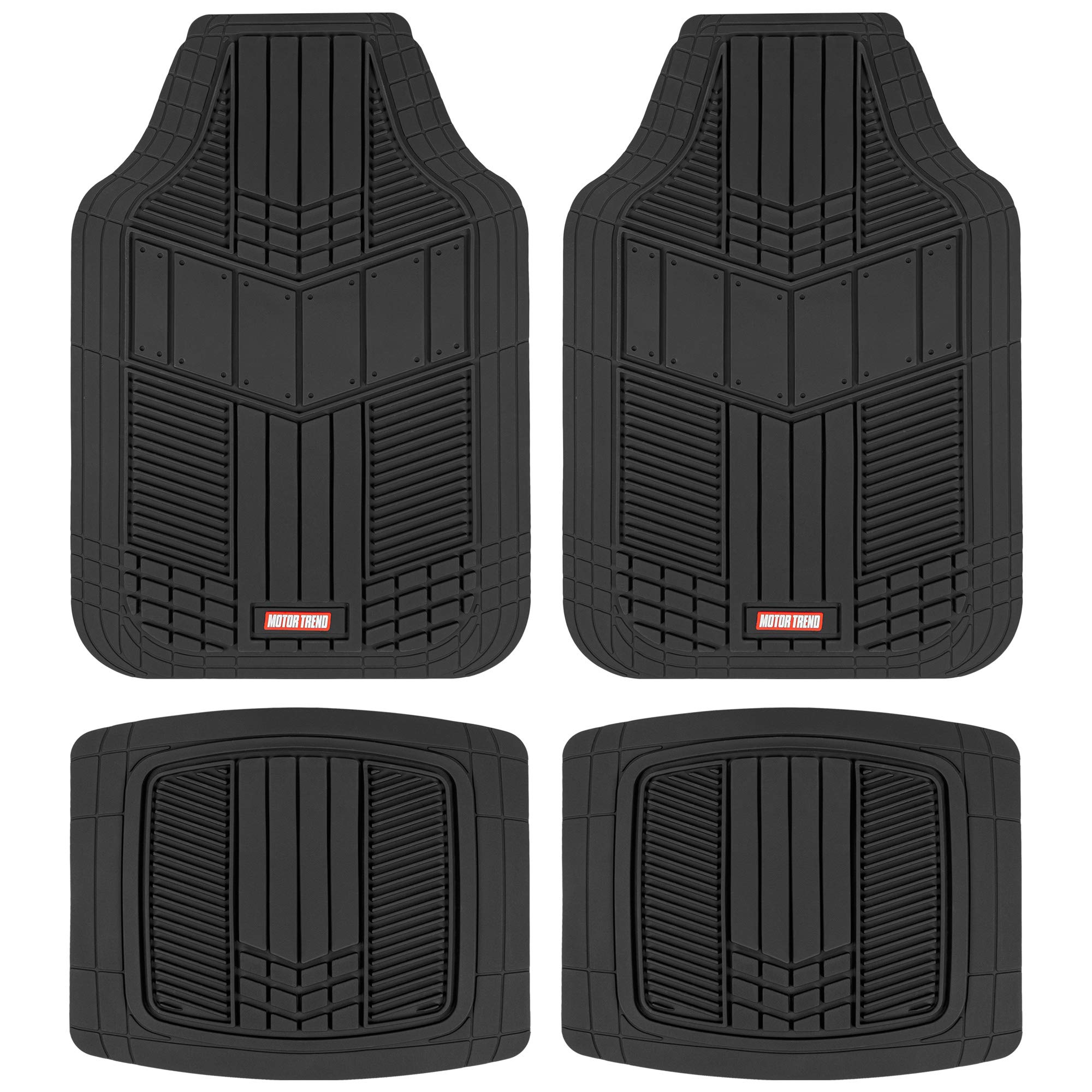 Motor Trend Dualflex Rubber Floor Mats For Car Truck Van & Suv - Waterproof Car Floor Mats With Drainage Channels, All-Weather C