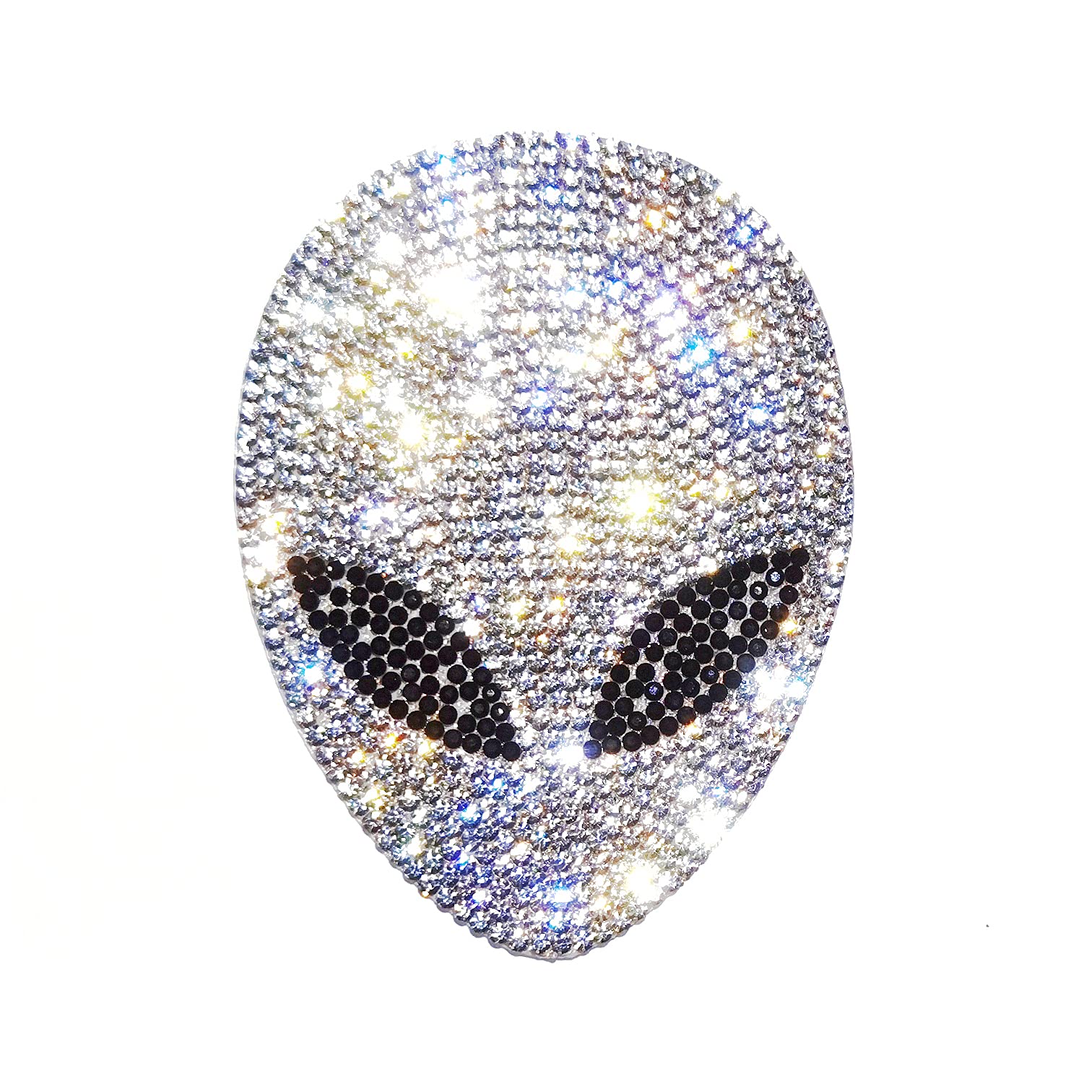 Silver Bling Alien Car Decal, Sparkling Rhinestone Waterproof Xenomorph Sticker 4'' Height