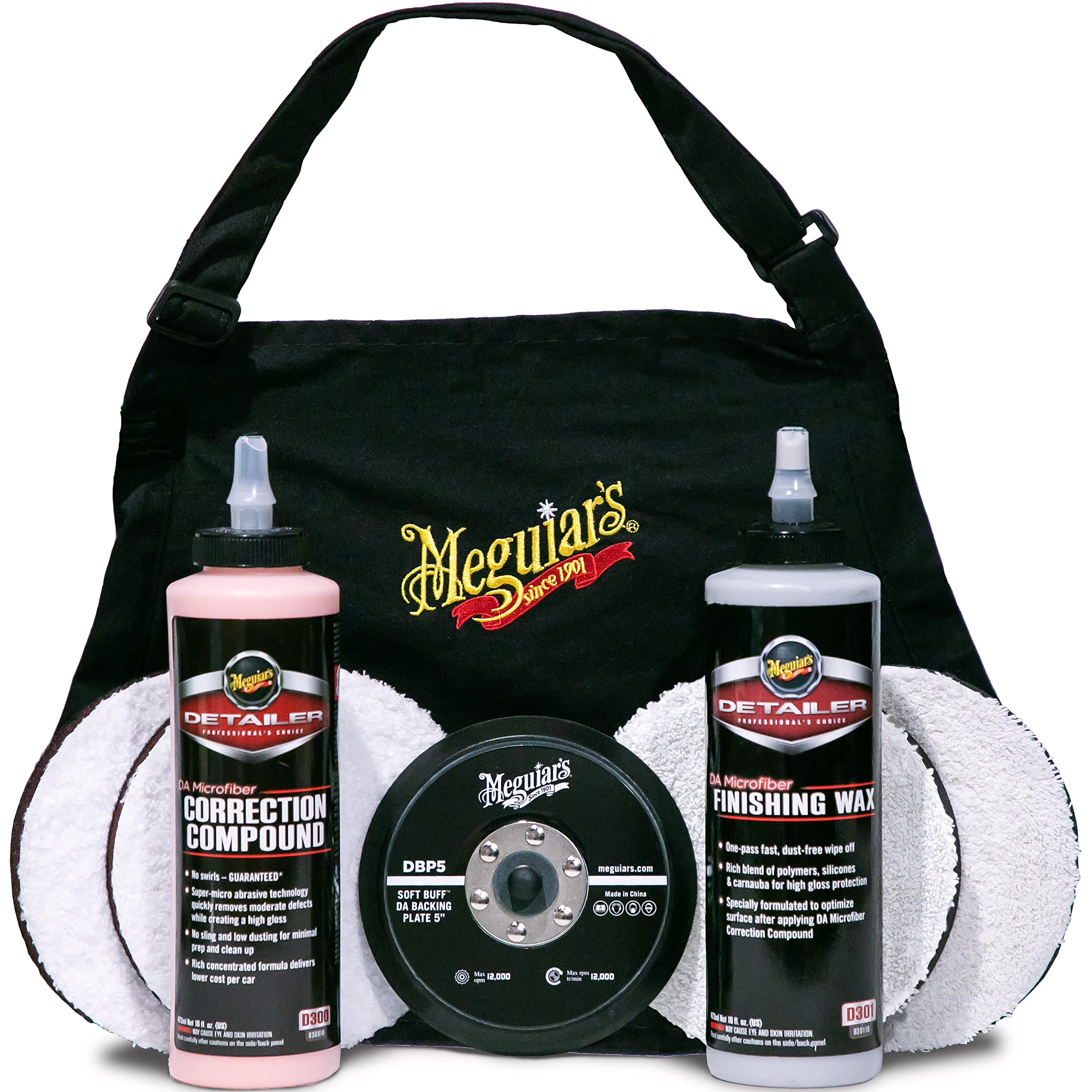 Meguiar'S Da Microfiber Correction System 5'' Starter Kit, Complete Paint Correction Kit With Cutting Discs, Backing Plate, Corr