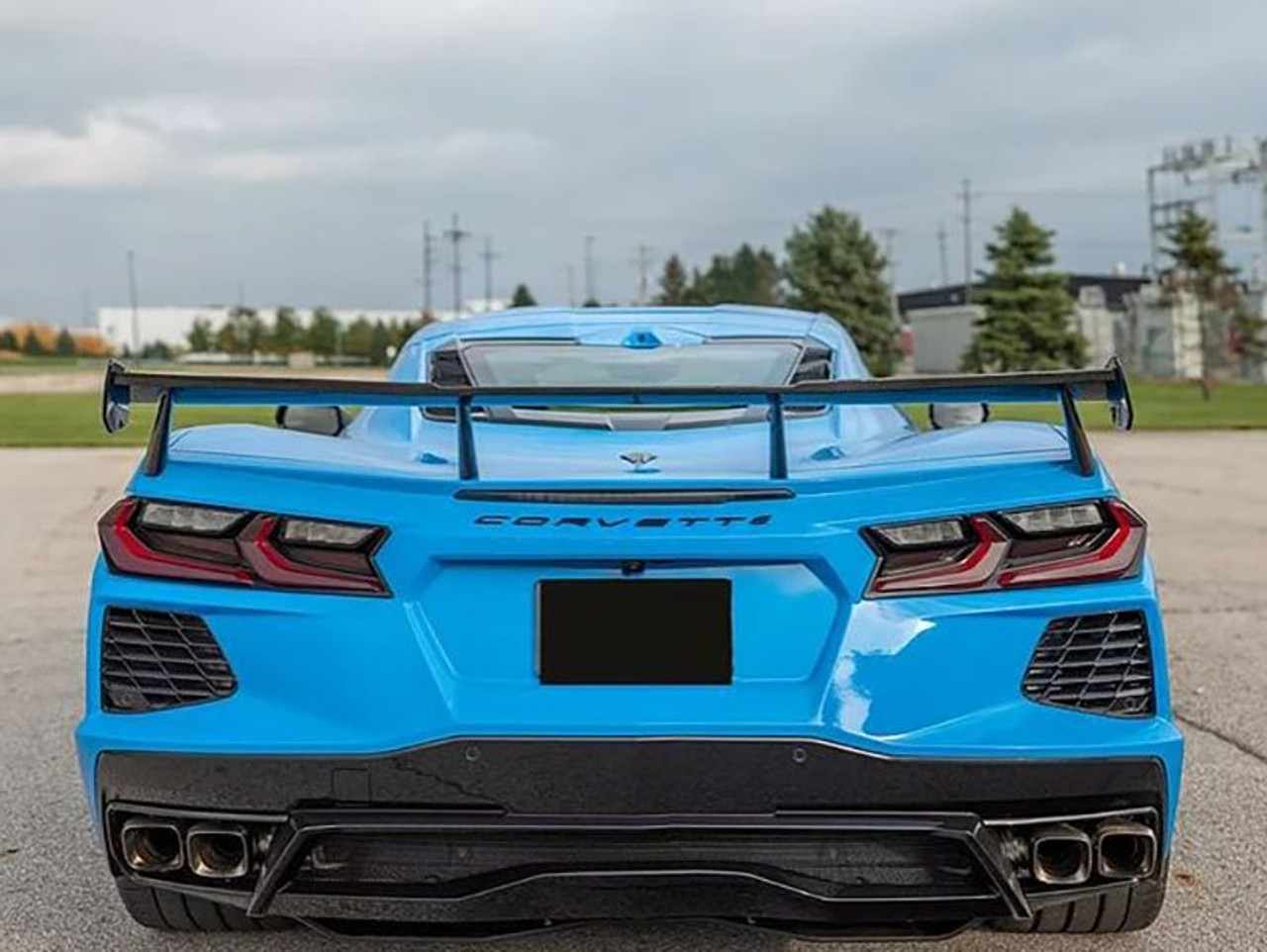 AGM Visible Carbon Fiber High Wing Spoiler :: 2020-2025 C8 Corvette w/o Z51 Package