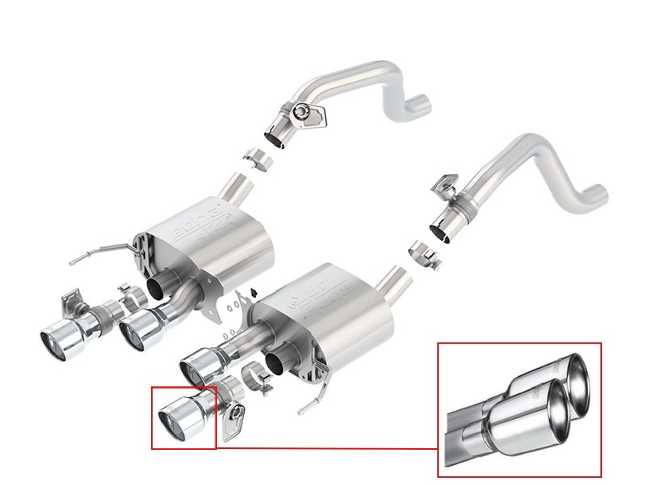 Borla ATAK 2.75" Axle-Back Exhaust System w/ 4.25" Quad Polished Tips :: 2014-2019 C7 Corvette, Grand Sport Automatic w/ AFM & NPP Valves