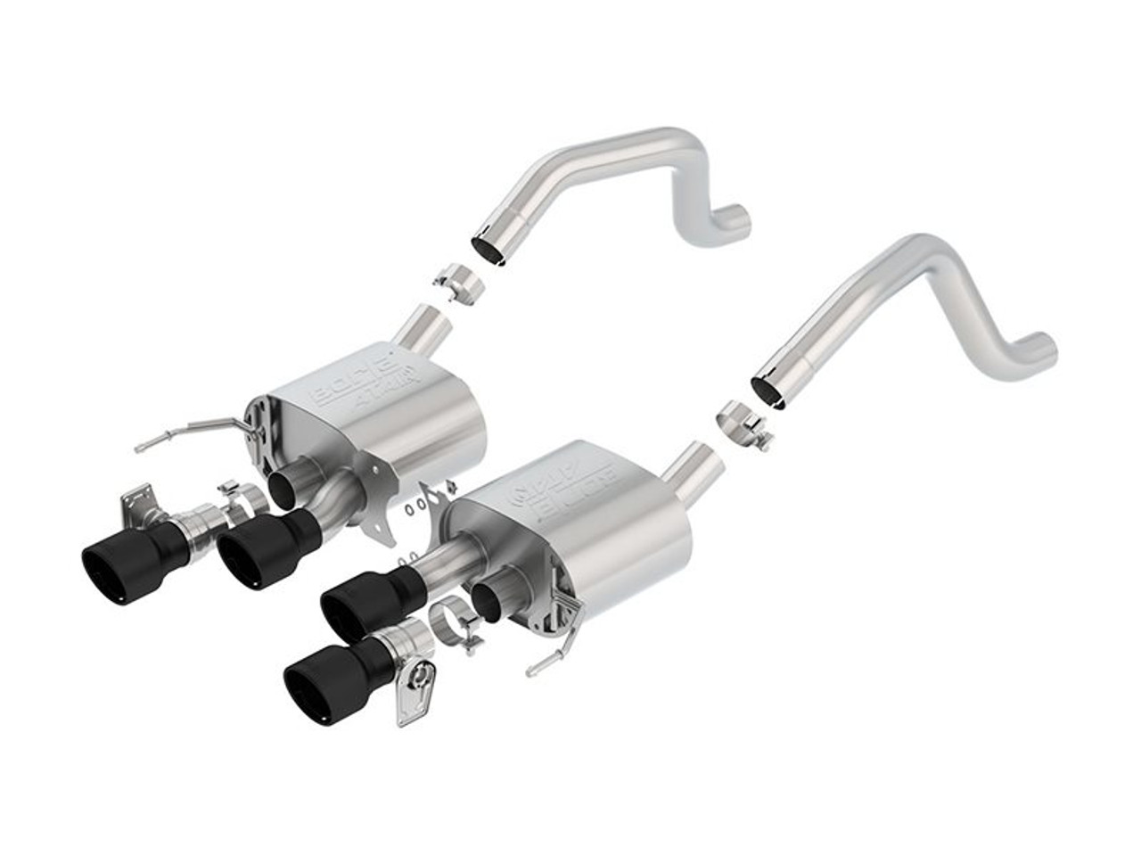 Borla ATAK 2.75" Axle-Back Exhaust System w/ 4.25" Quad Intercooled Black Tips :: 2015-2019 C7 Corvette Z06, Grand Sport Manual w/o AFM, w/ NPP Valves