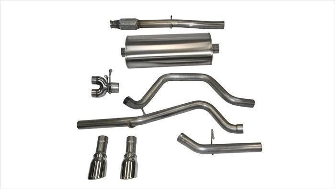 Corsa Sport 3" Cat-Back Exhaust System w/Dual Rear Exit, Single 4" Polished Tips :: 2014-2018 Silverado & GMC Sierra 1500 5.3L