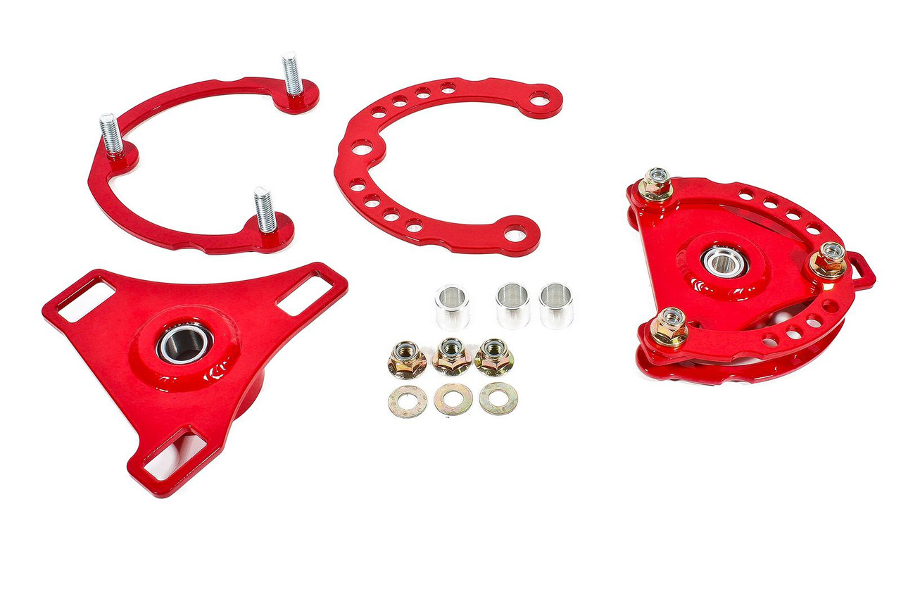BMR Caster Camber Plates, Red :: 2015-2025 Ford Mustang