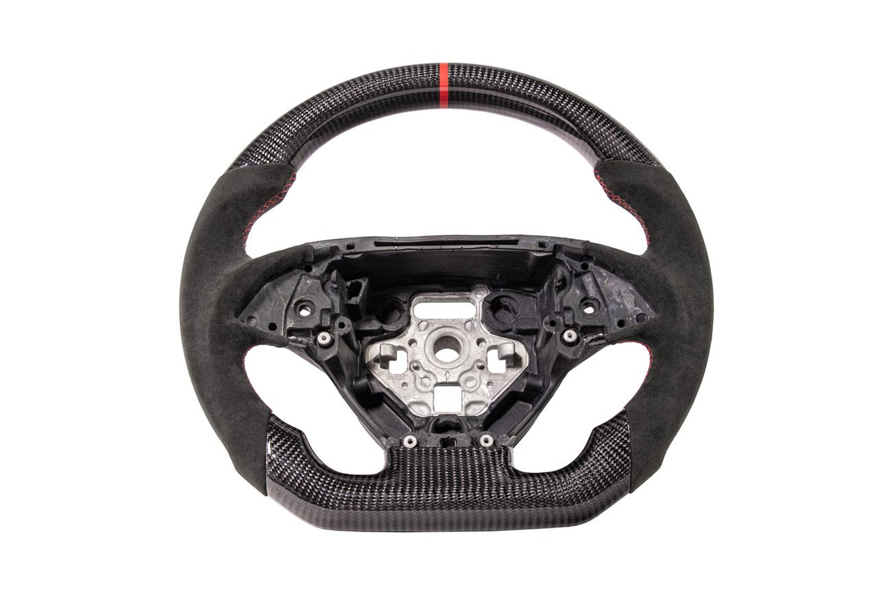 EOS Carbon Fiber Steering Wheel w/o Button Cover, Alcantara Grips :: 2014-2019 C7 Corvette
